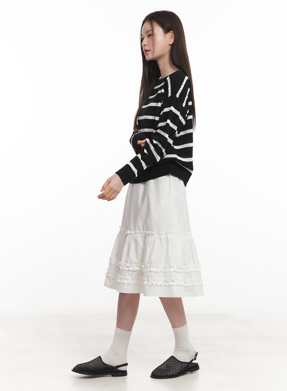 Stripe Boat-Neck Knit Sweater IY509