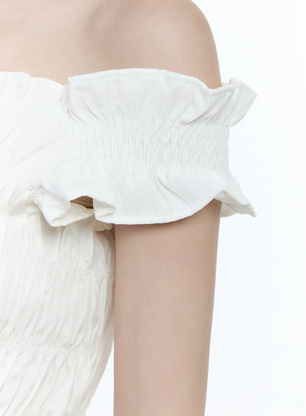 Asymmetric Shirred Off-Shoulder Top CG507