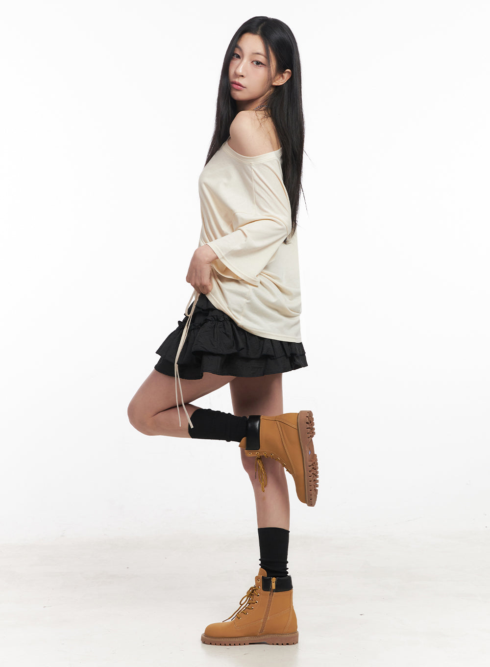 Shirred One-Shoulder Top IY516