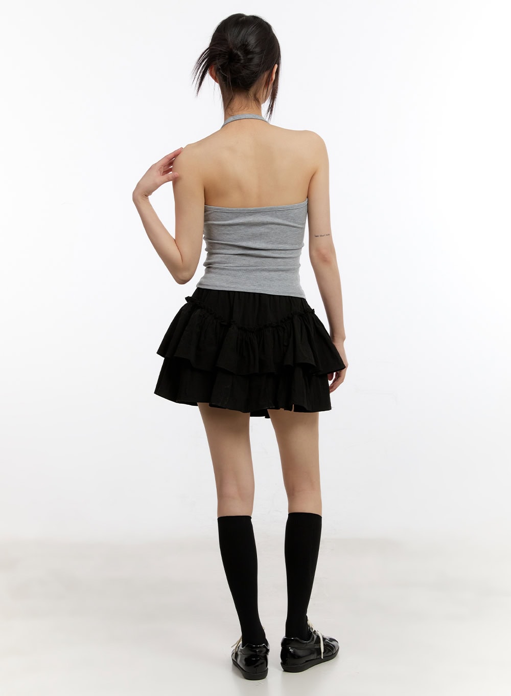 Stripe Long-Sleeve Crop Top with Tank Top CA508