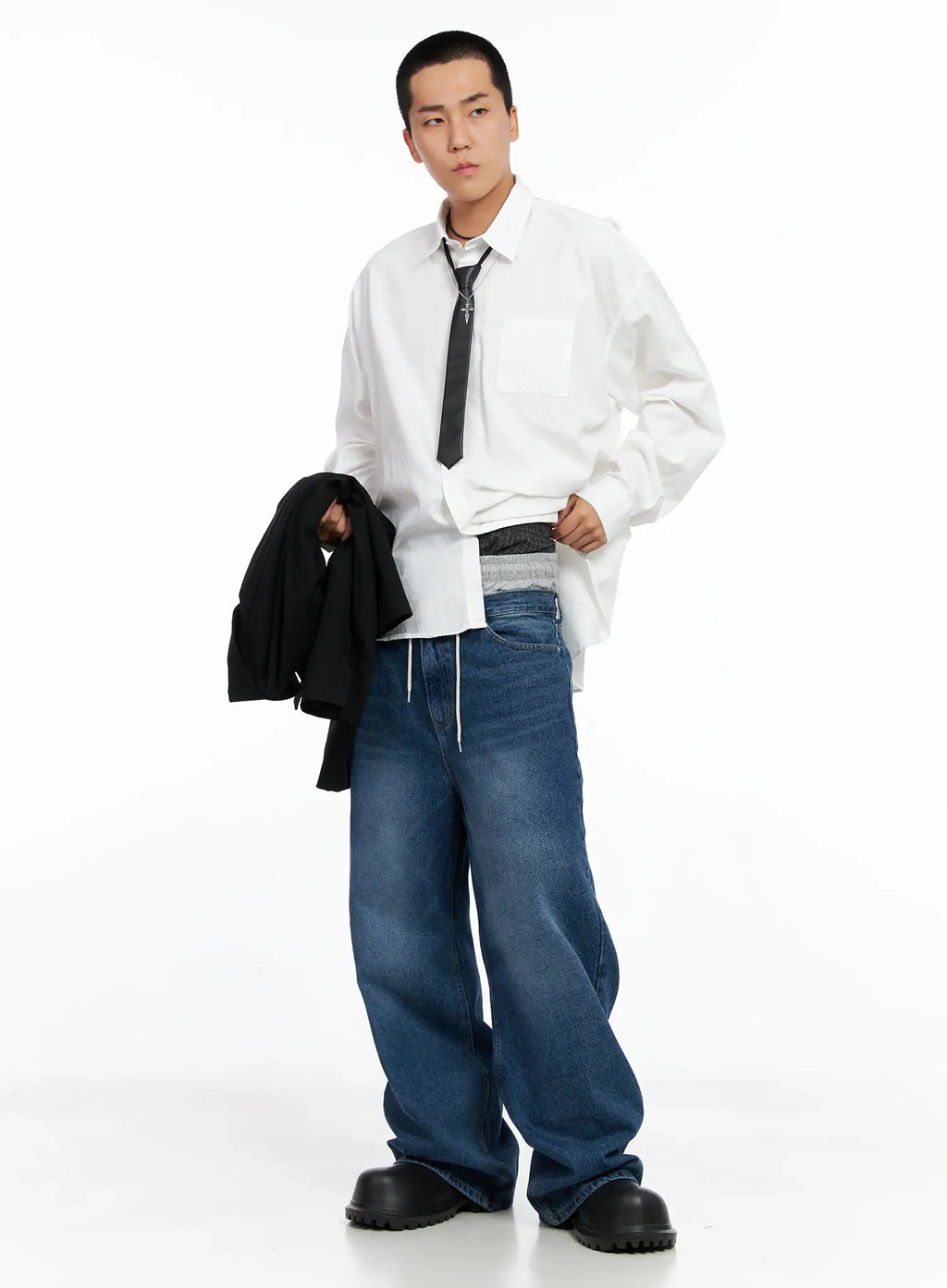 Men's Cropped Button-Up Jacket IS502