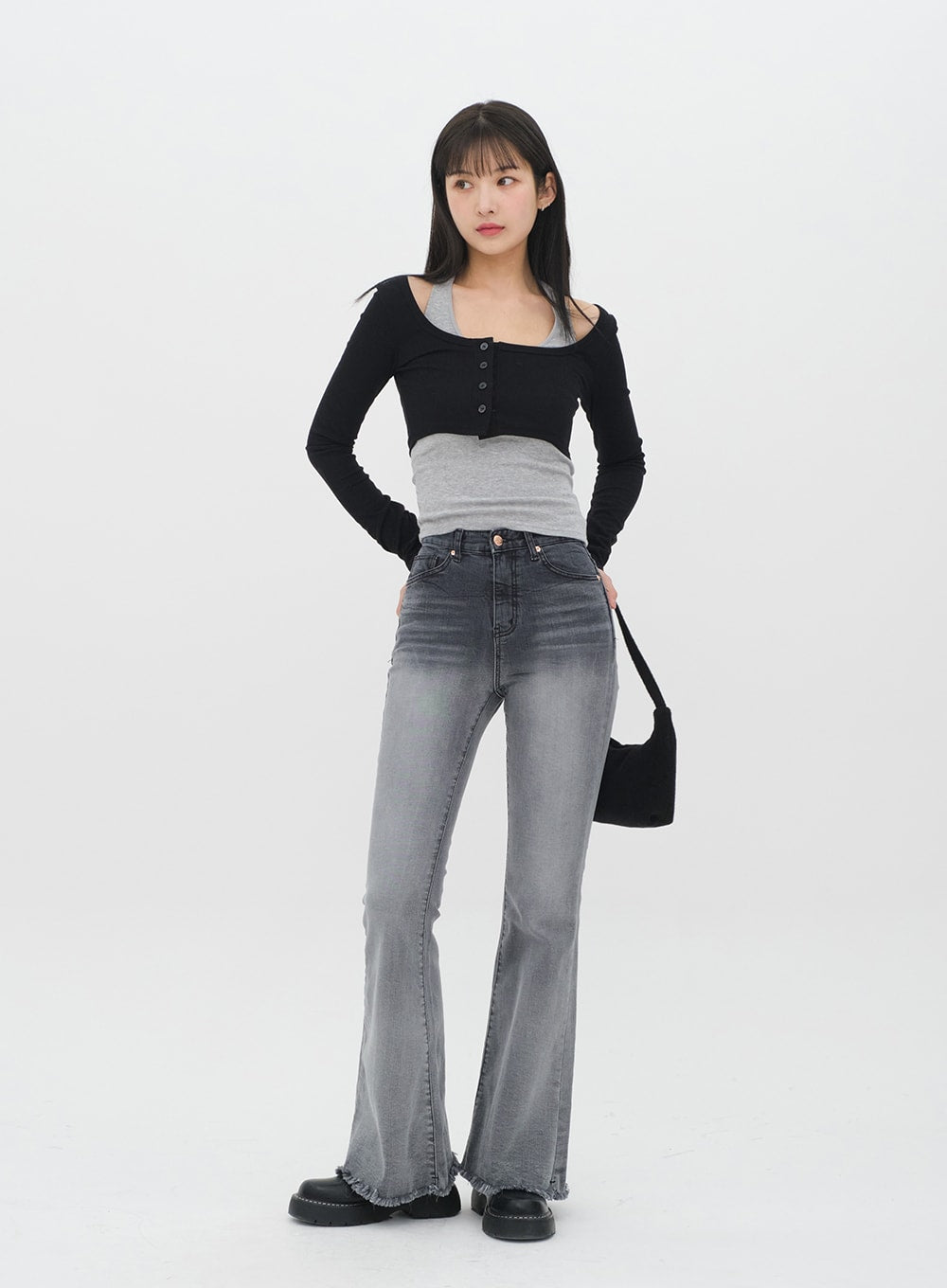 Side Button Knit Crop Top CO13