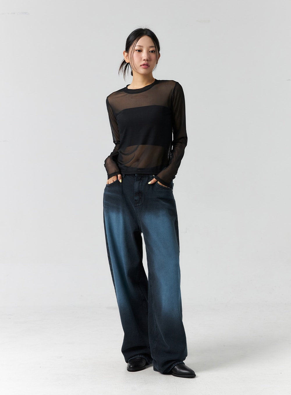 Sheer Long Sleeve Top CS302