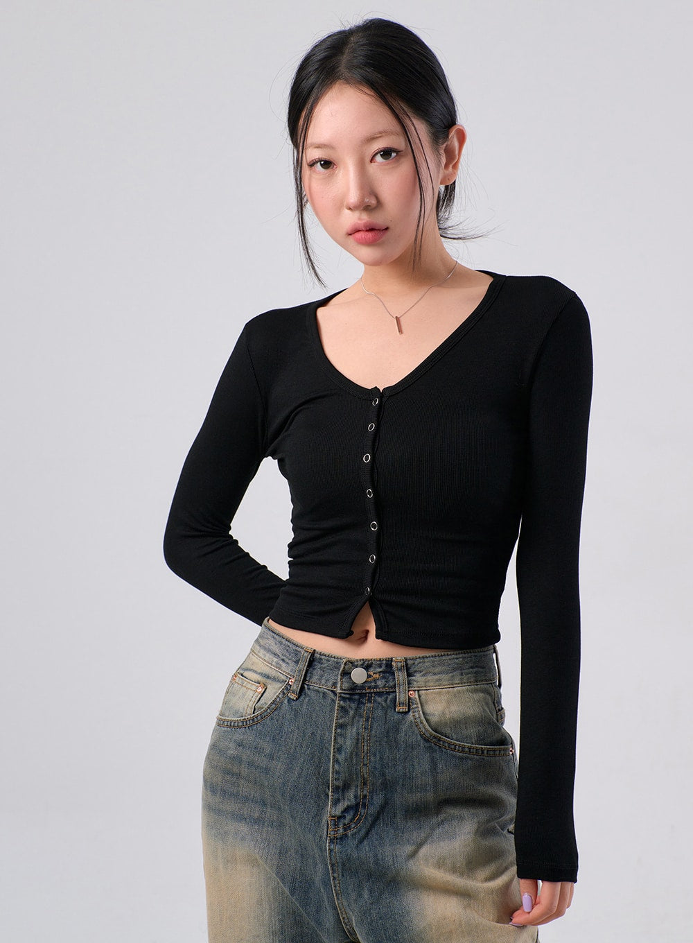 Crop Cardigan with Buttons