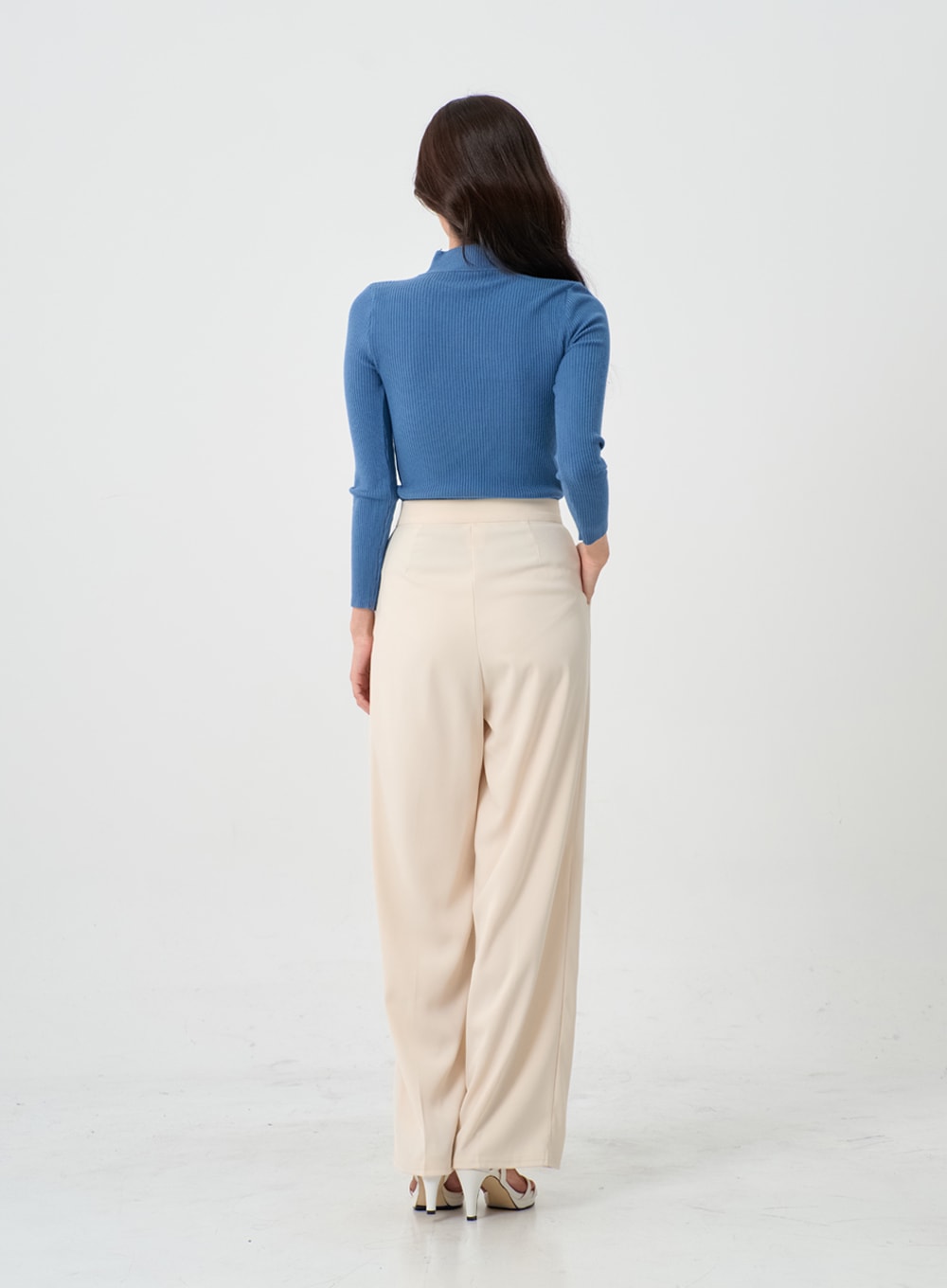 Button Wide Tailored Pants IO12