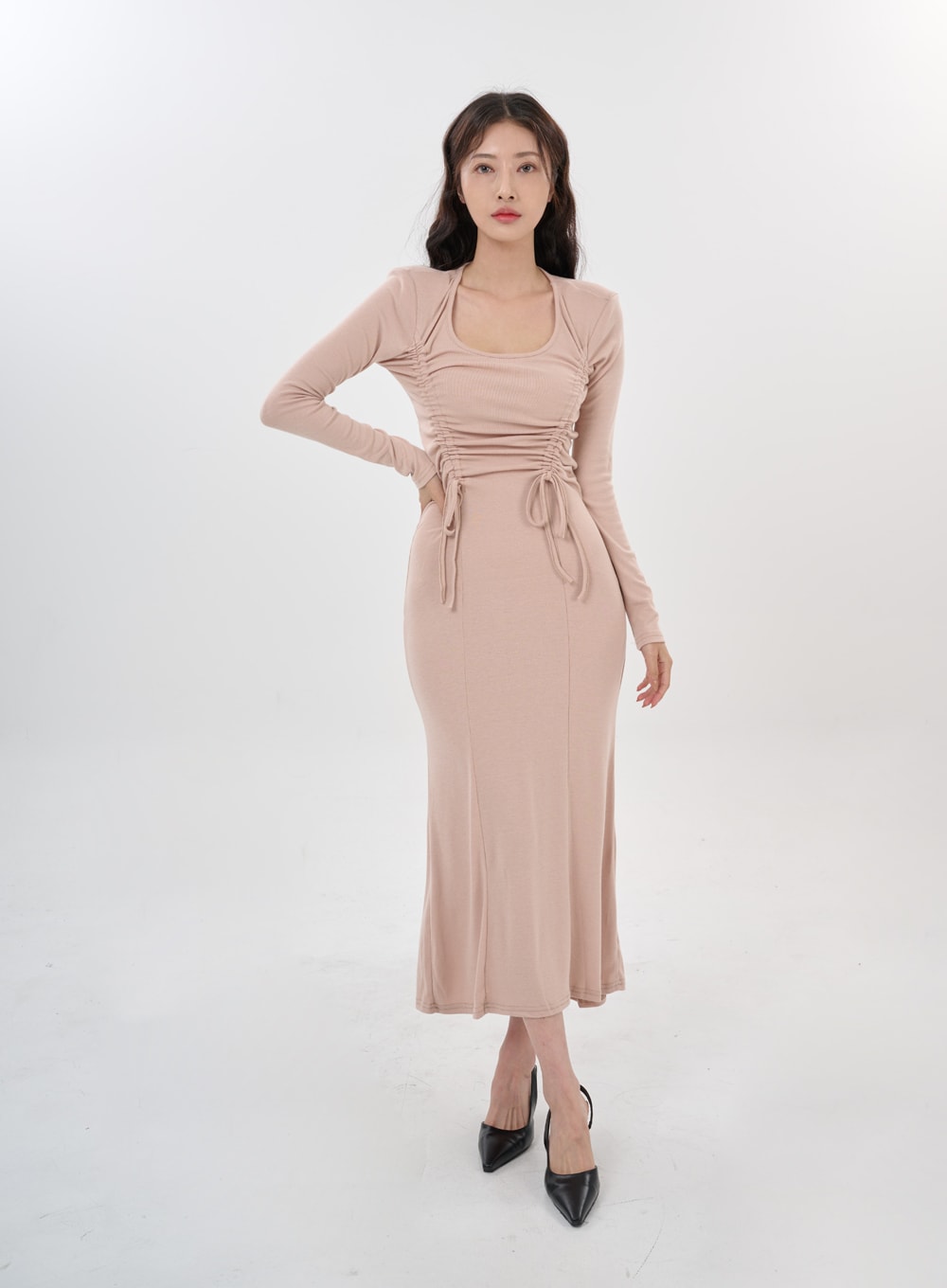 Nicole Front Strap Shoulder Long Dress IS15