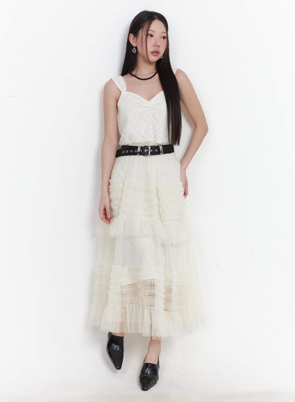 Sweetheart Ruffle Lace Maxi Dress IM528