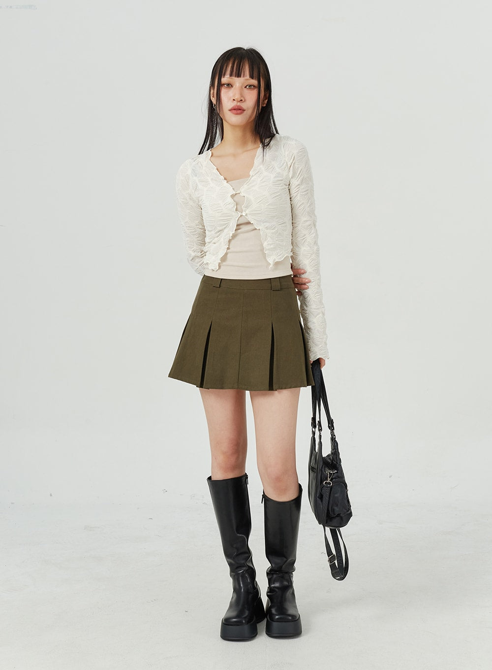 Lace Textured Crop Cardigan CM317