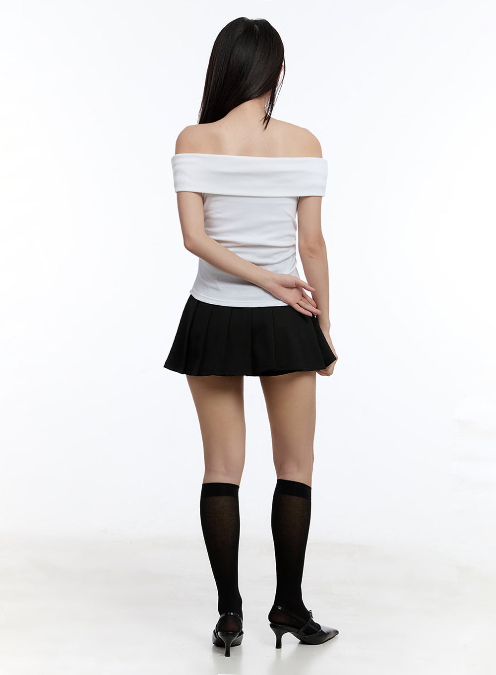 Ribbon Shirred Off-Shoulder Top IU503