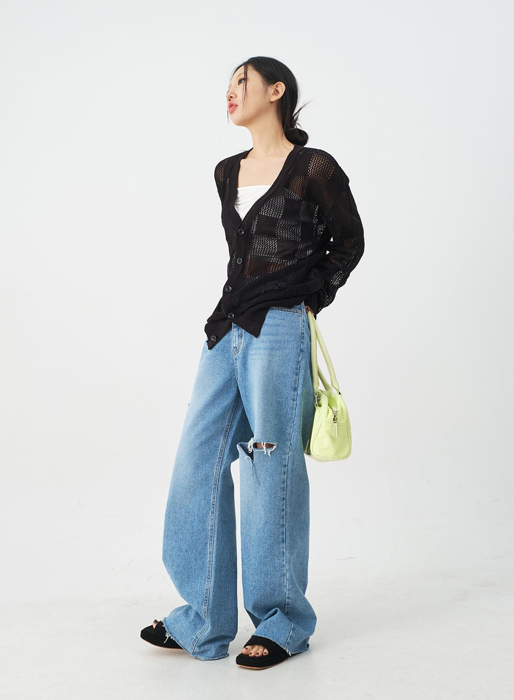 Checkered Oversized Cardigan CJ09