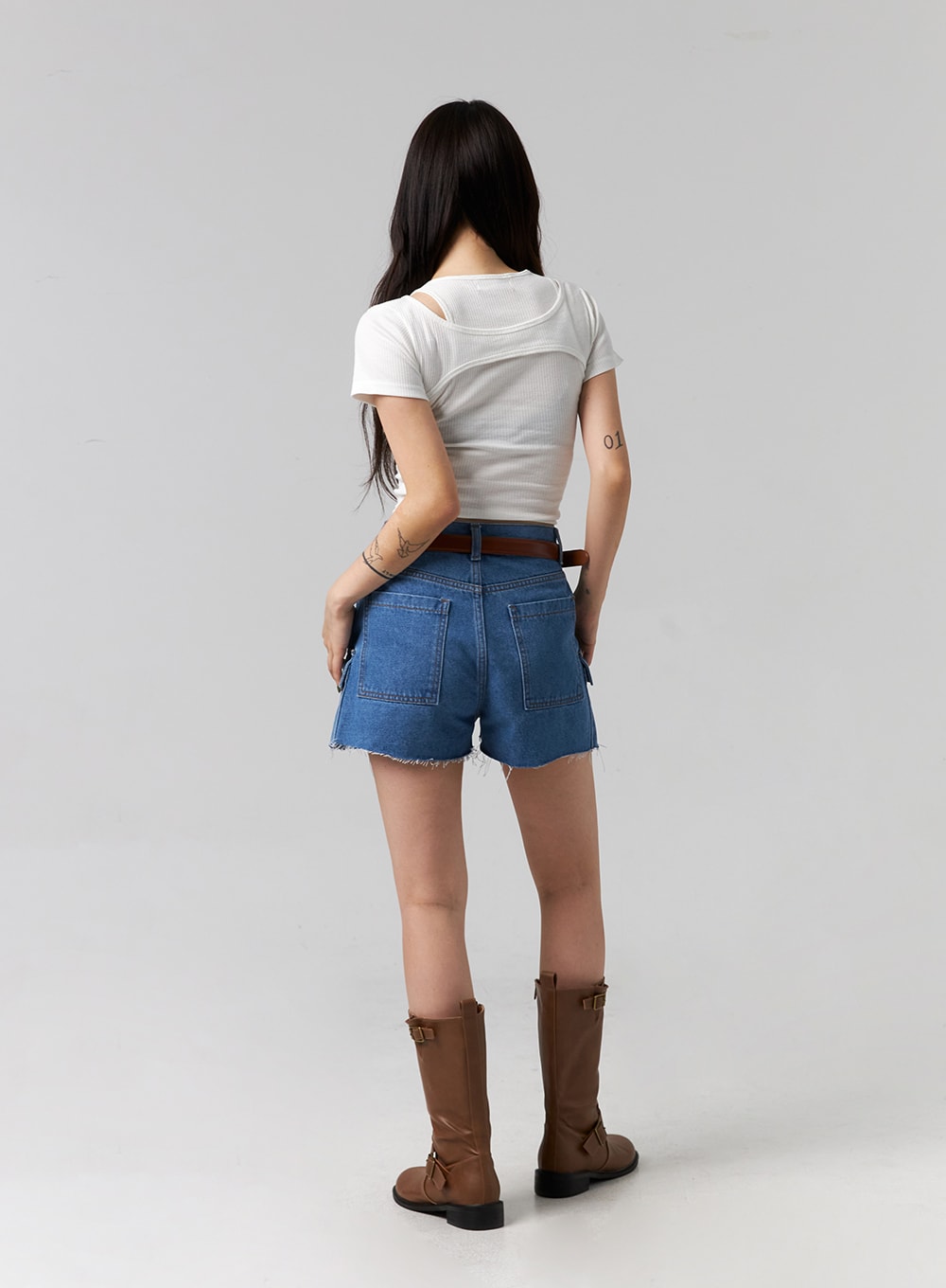 Cut Out Denim Shorts CG316
