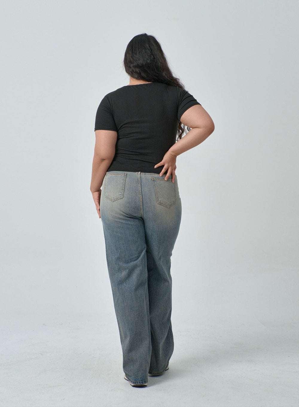 Plus Square Neck Crop T-Shirt IF317