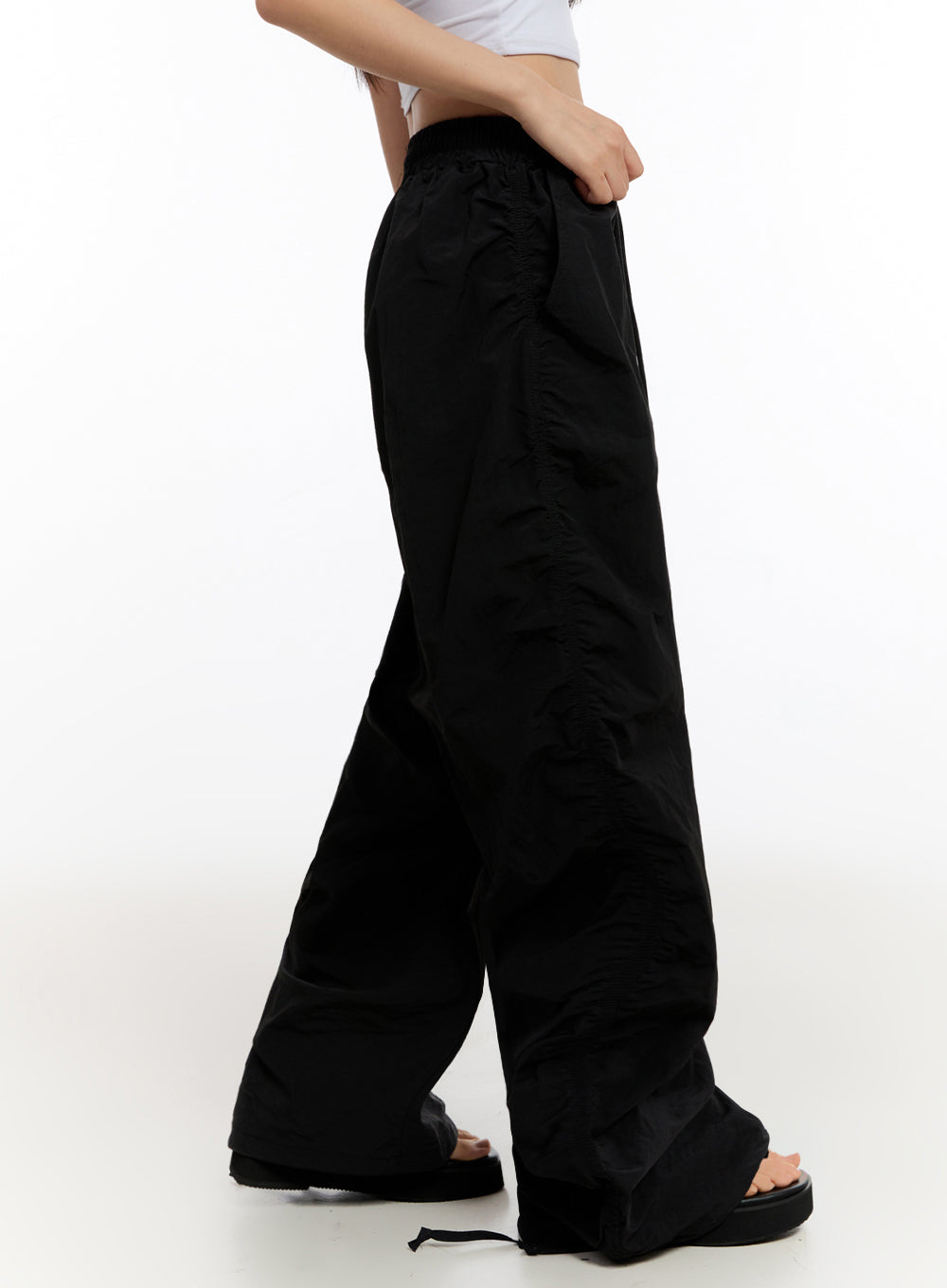 Adjustable Wide-Leg Nylon Pants IU509