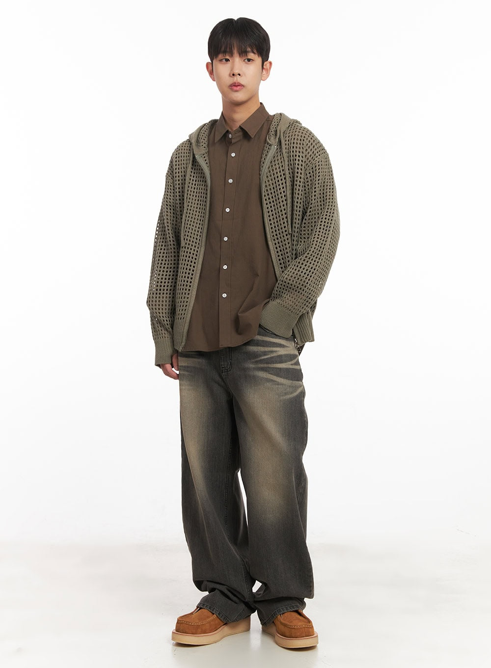 Men's Mesh Knit Hooded Zip-Up Jacket IM514