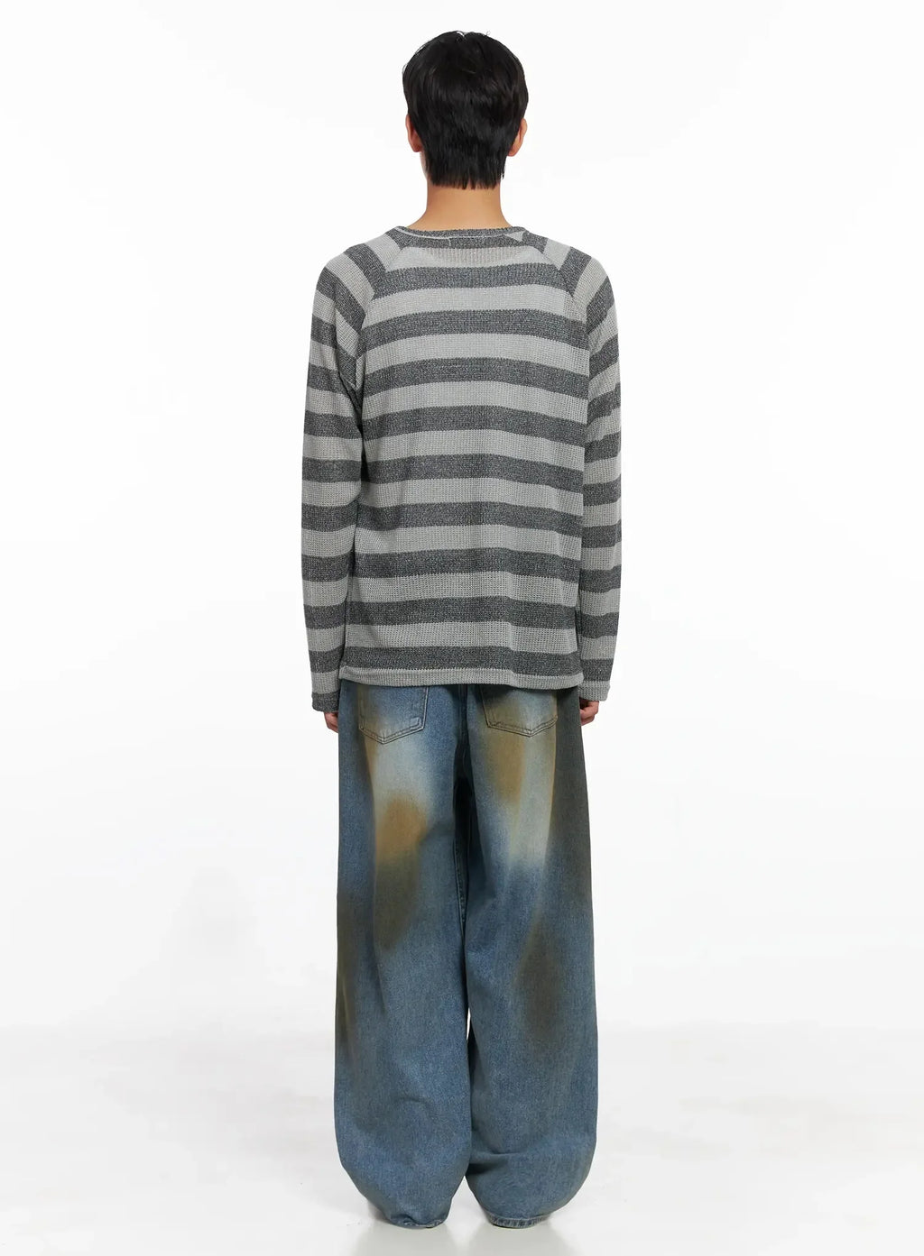 Men's Vintage Washed Wide-Leg Jeans IO516