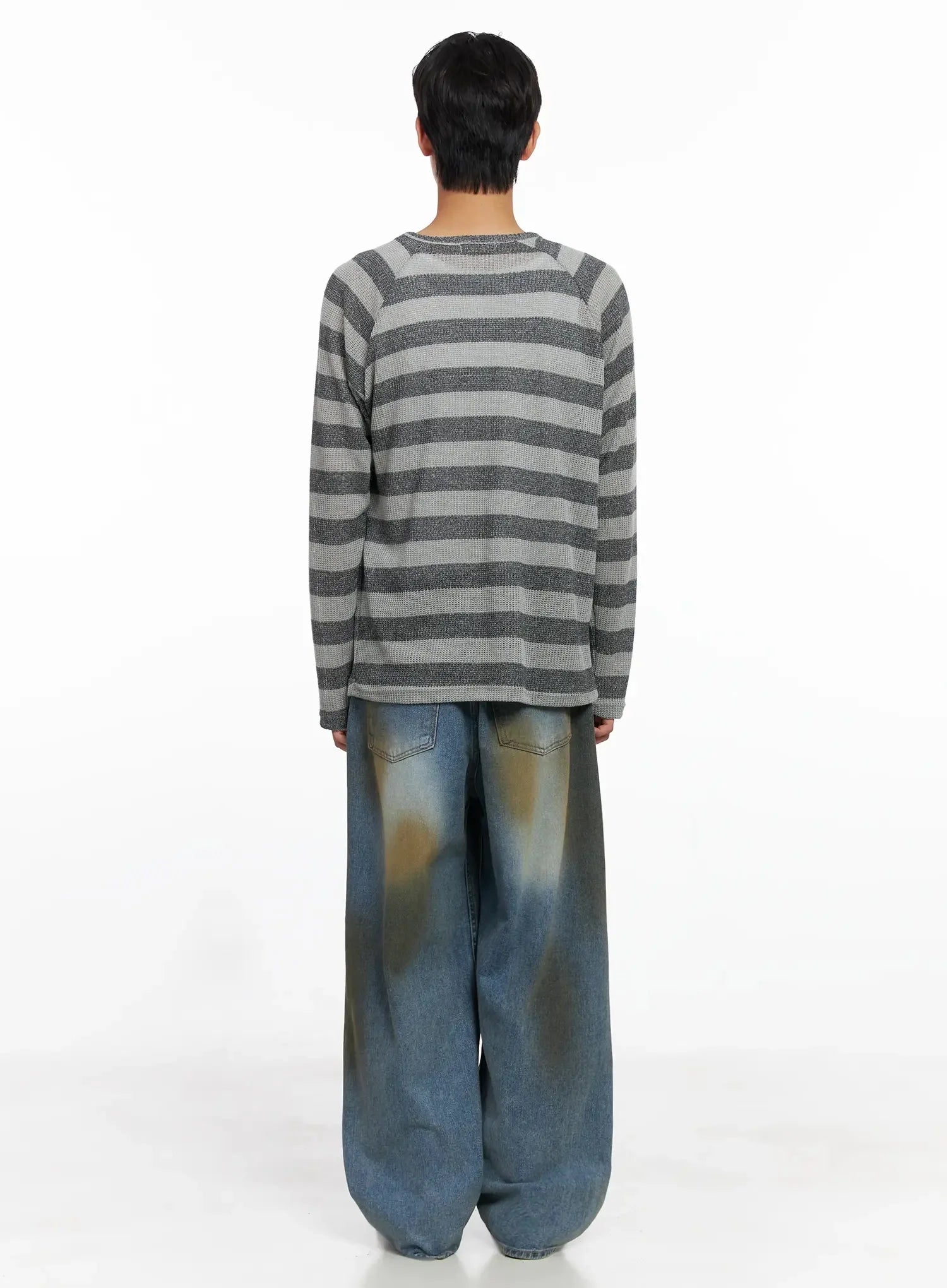 Men's Vintage Washed Wide-Leg Jeans IO516