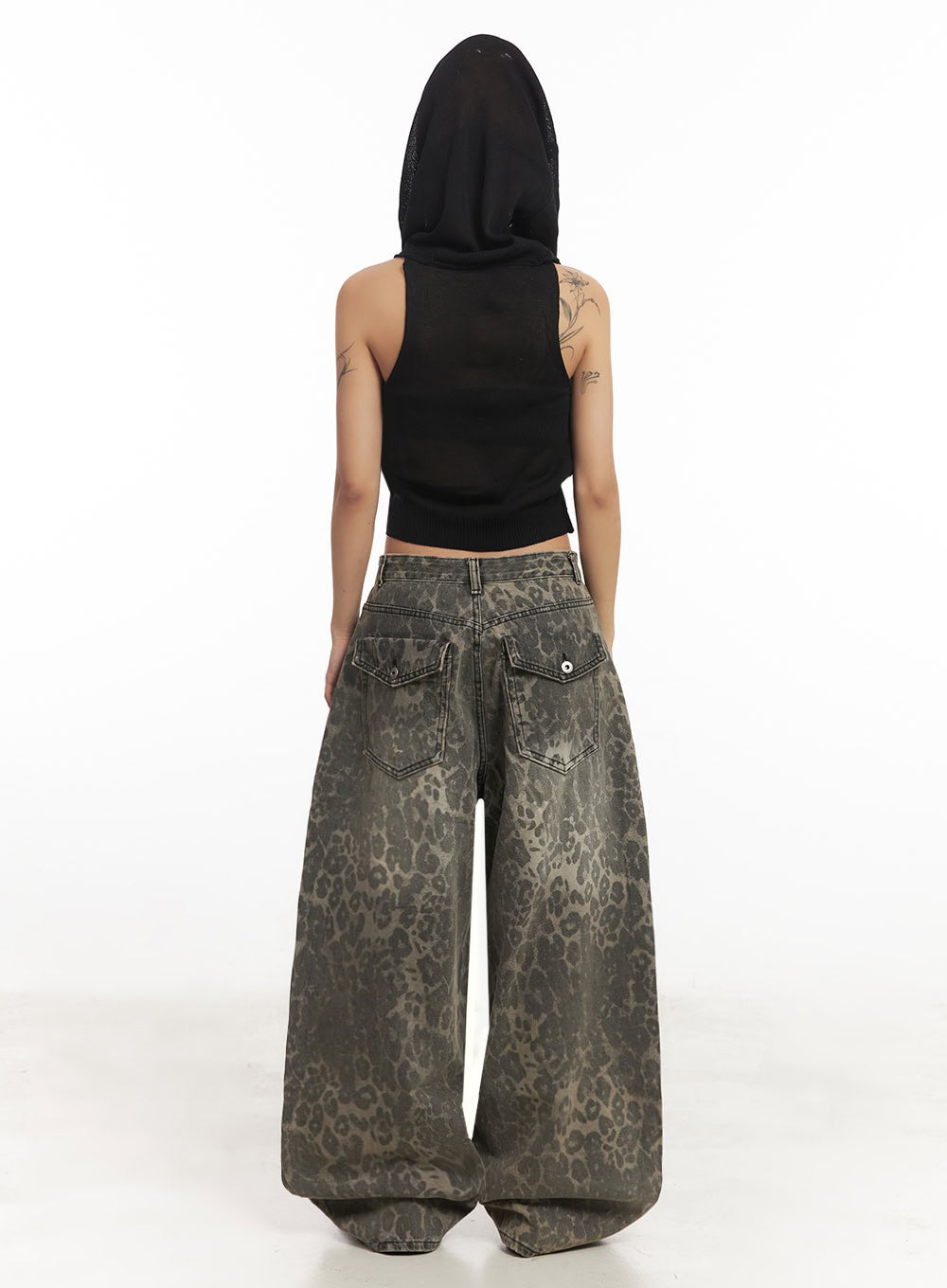 Knit Sleeveless Hooded Crop Top IA517