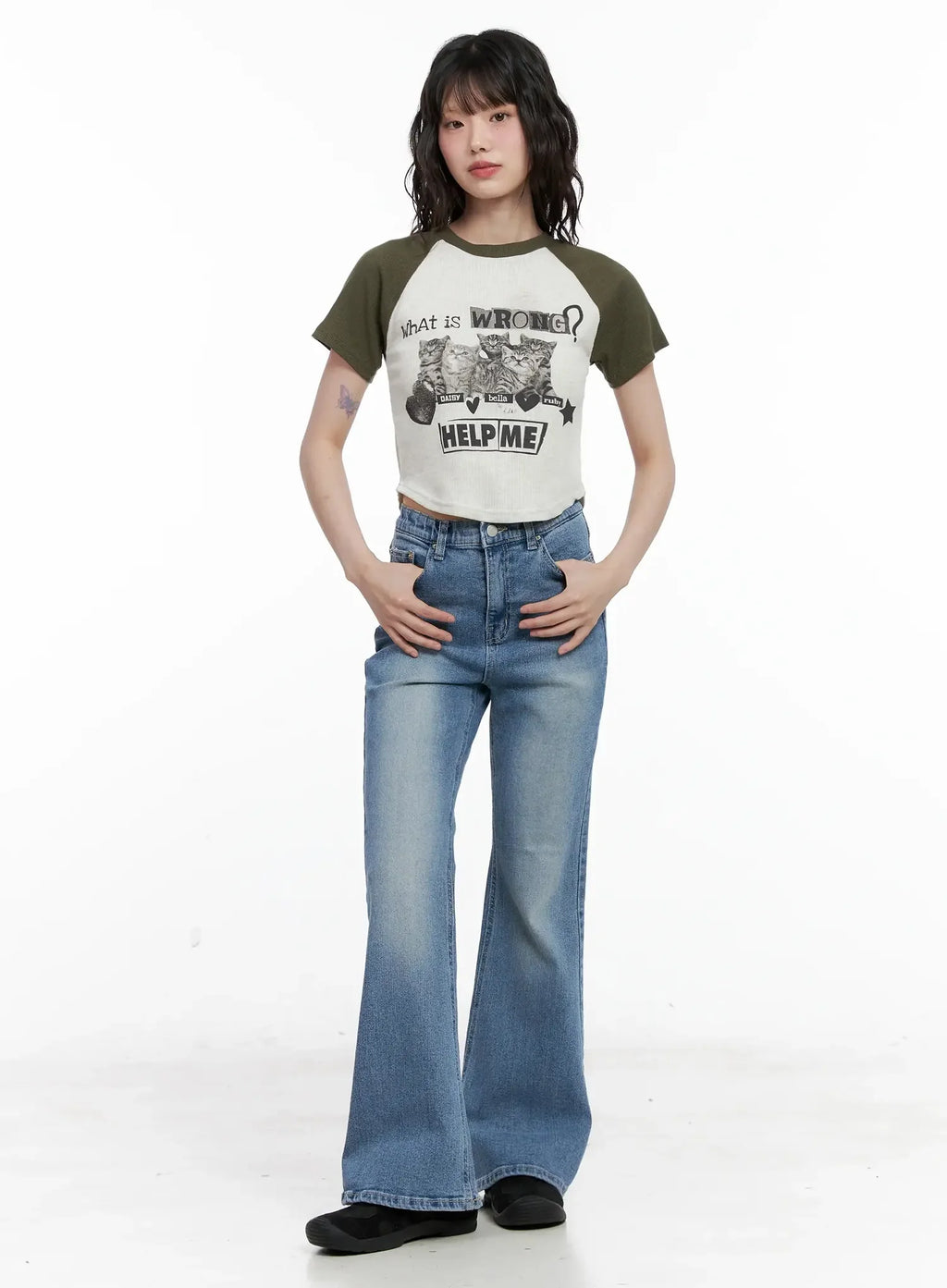 Cat Graphic Raglan Tee IL531