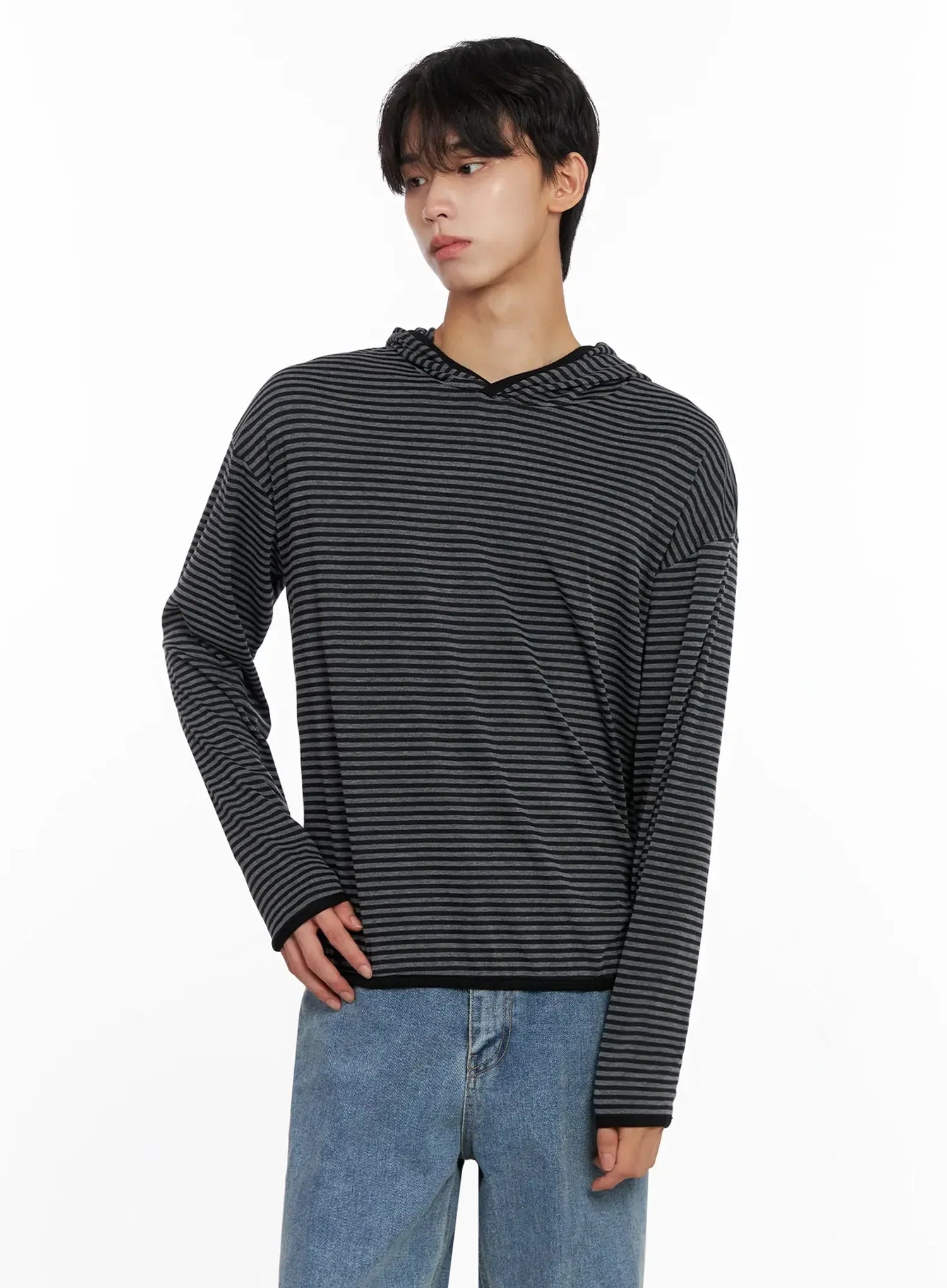 Men's Striped Hooded Long Sleeve IO517