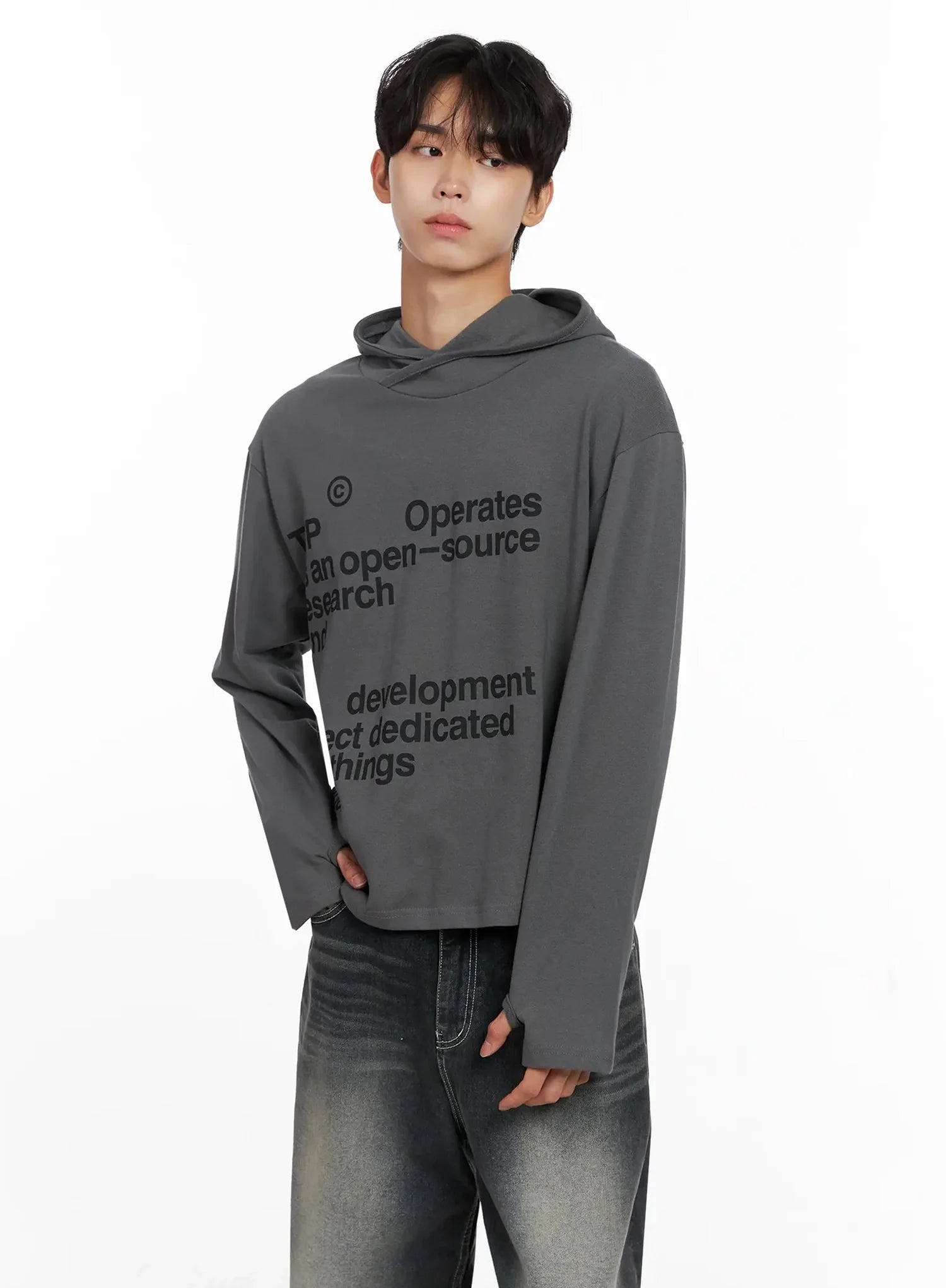 Men's Lettering Hand Warmer Hoodie IO517