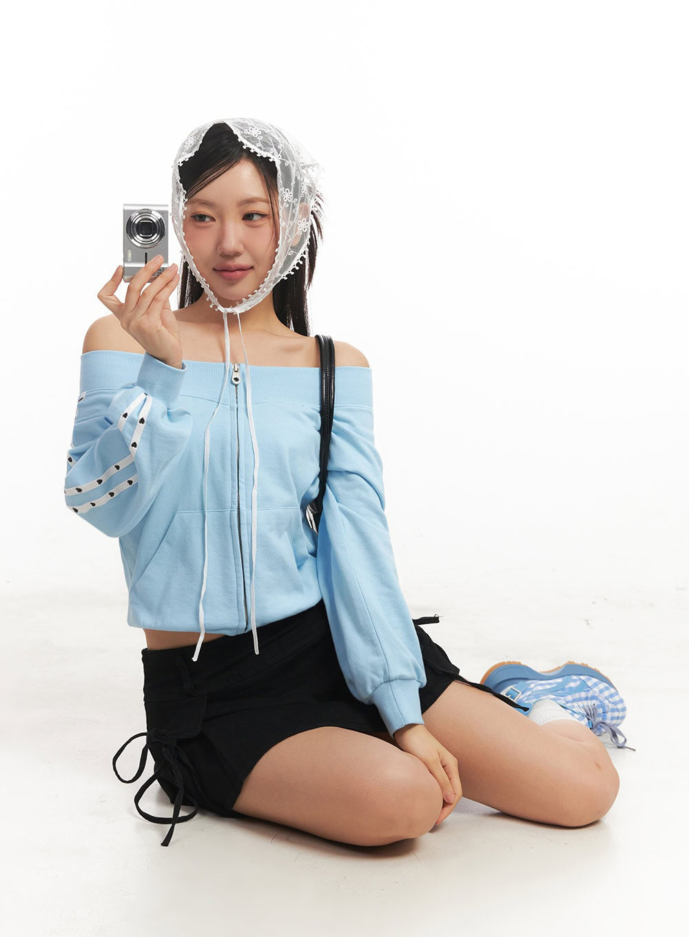 Heart Off-Shoulder Zip-Up Jacket IA524