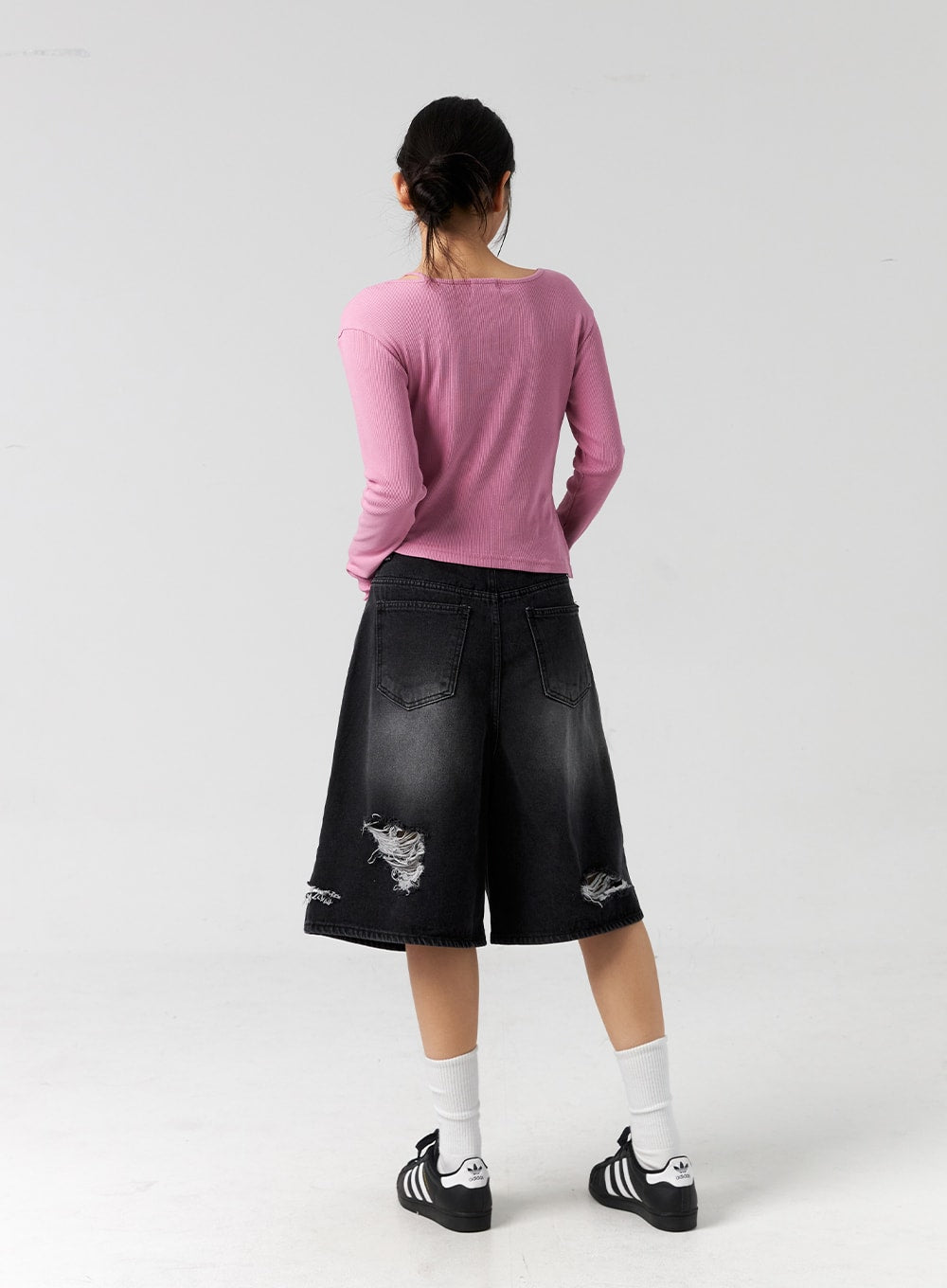 Ripped Bermuda Pants Unisex CG303