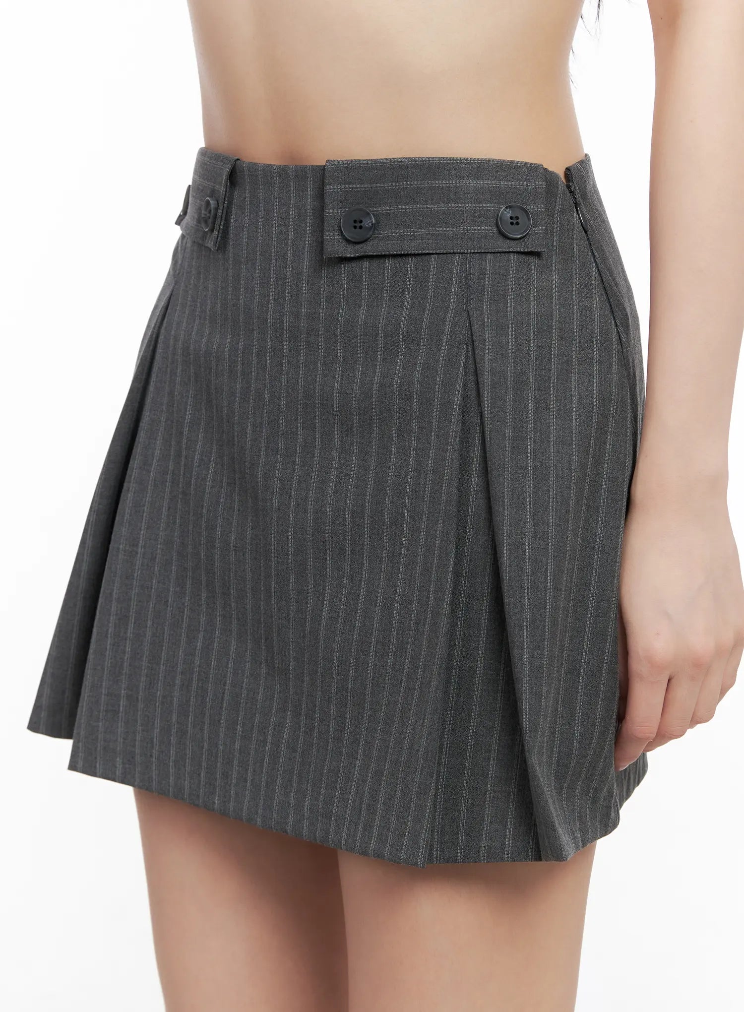 Striped Button Mini Skirt CG525
