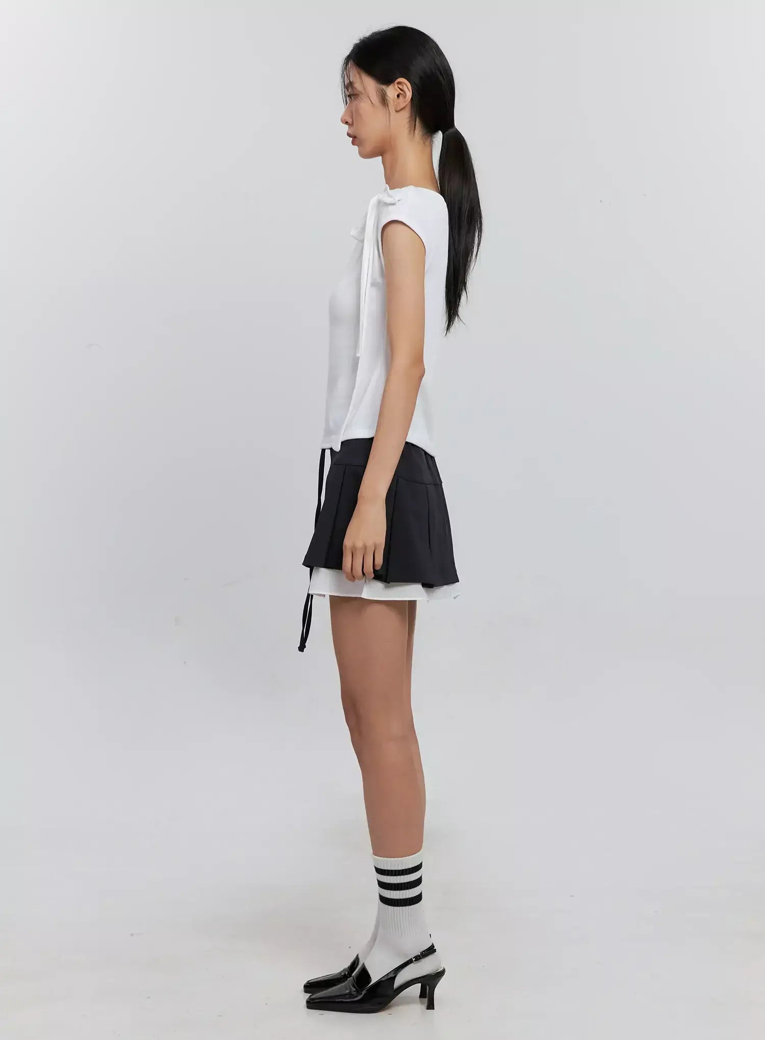 Layered Pleated Mini Skirt IS516