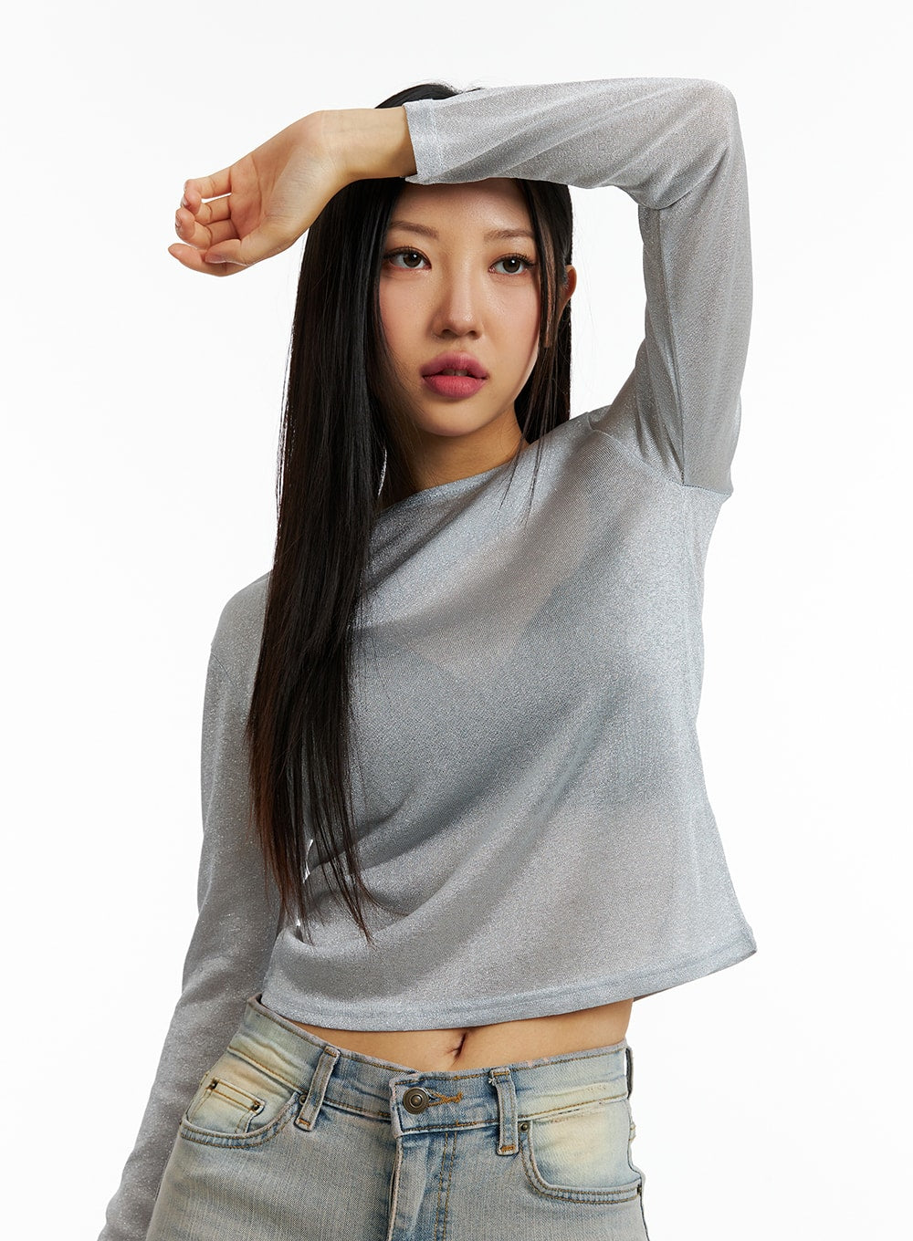 Sheer Long Sleeve Top IN322