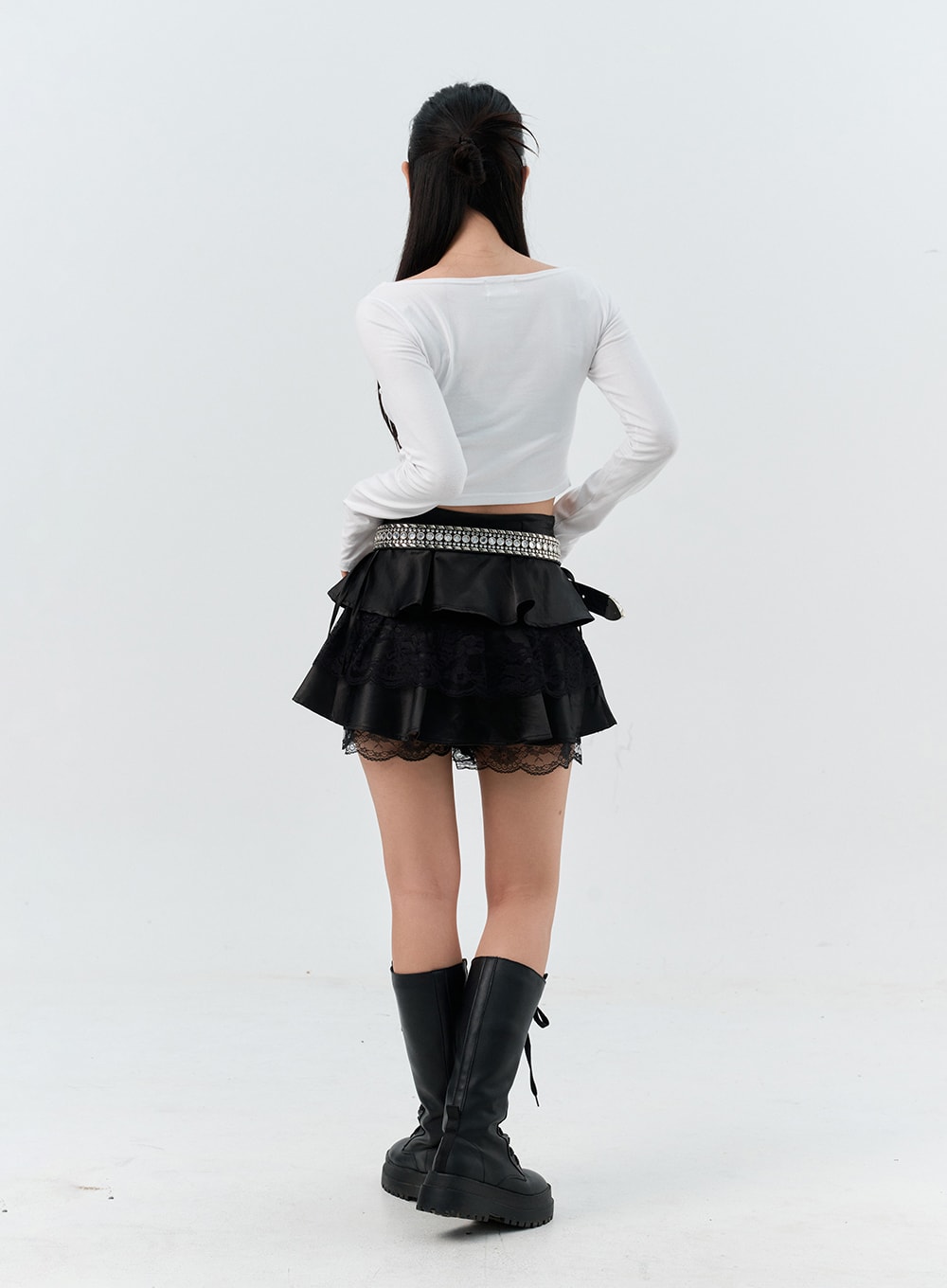 Frilly Lace Tiered Mini Skirt IS306