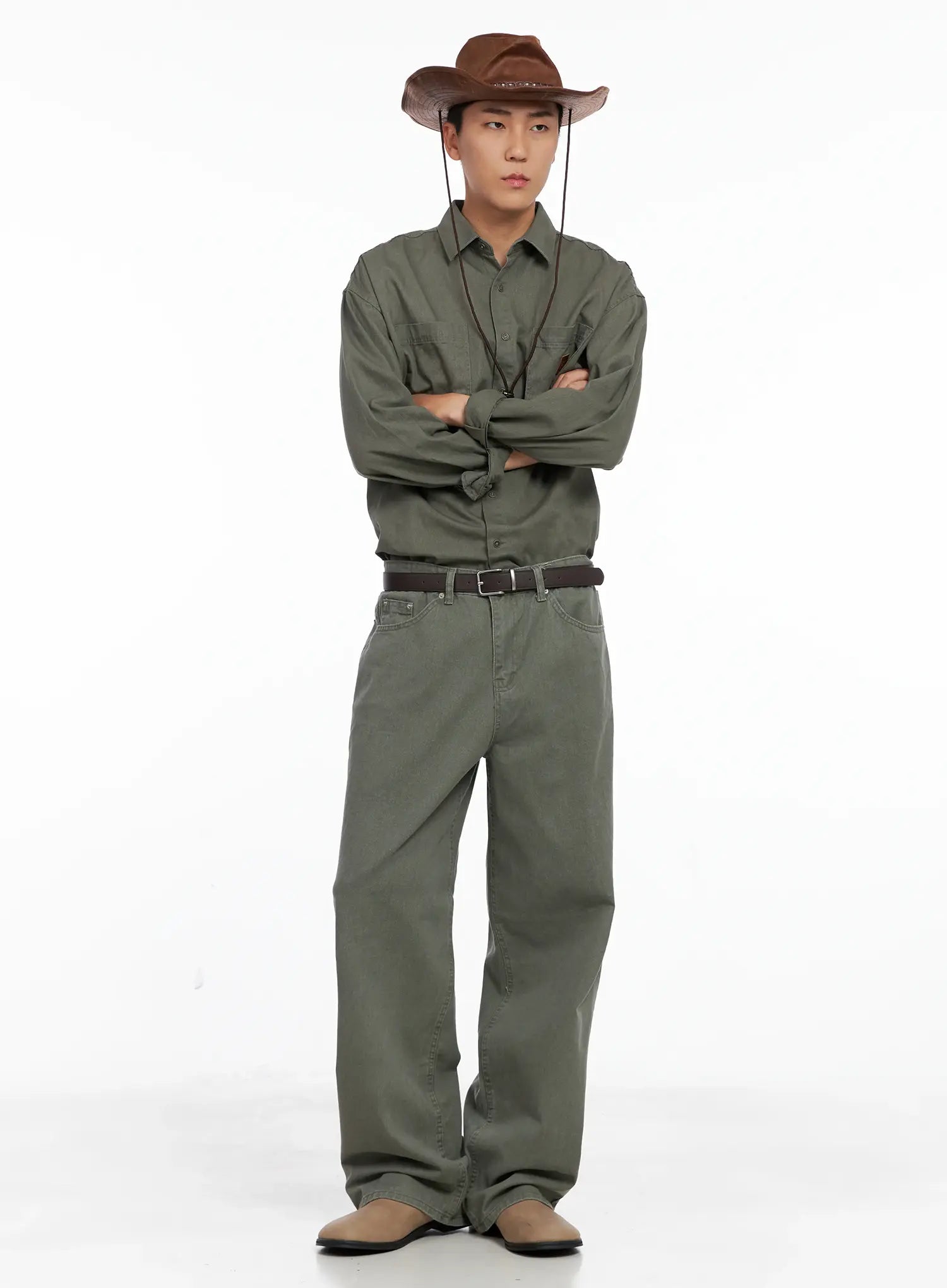 Men's Lost Baggy Jeans IG529 (Dark Green)