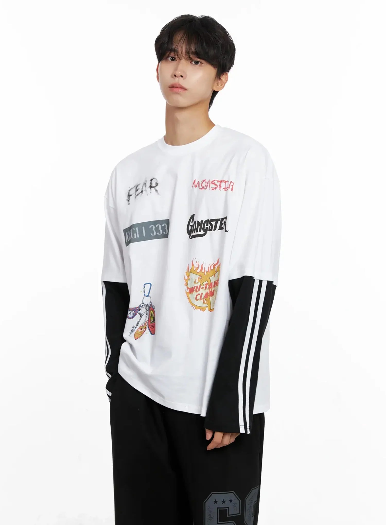 Men's Graphic Layered Long Sleeve Top IO517