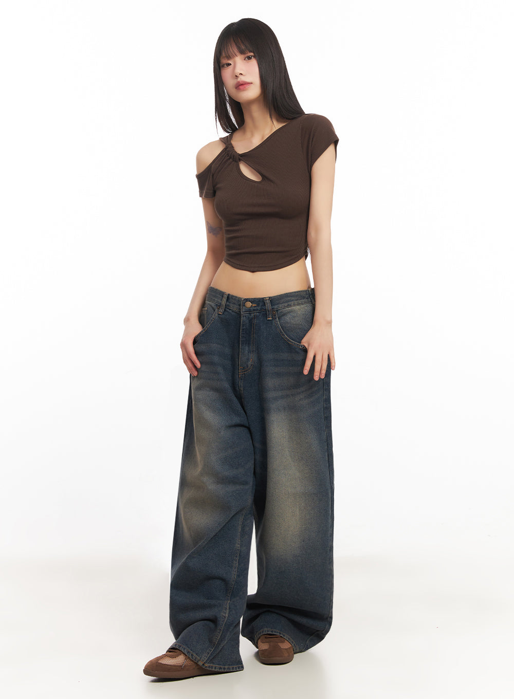 Asymmetric Cut-Out Crop Top IY502