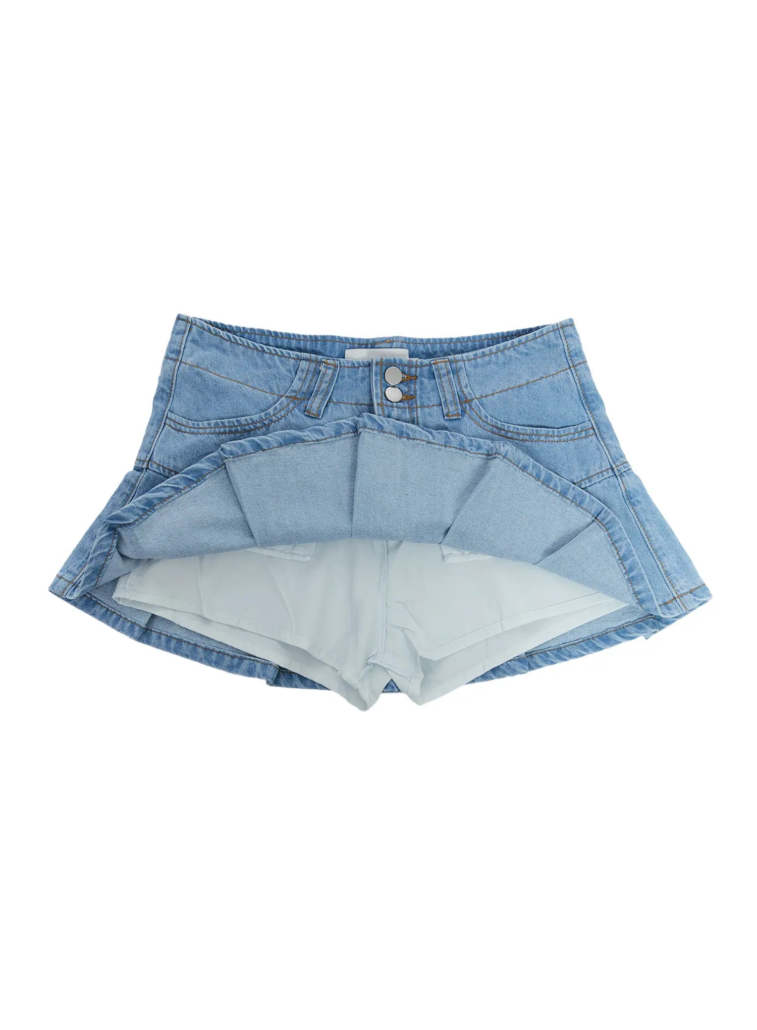 Pleated Denim Mini Skort CG511