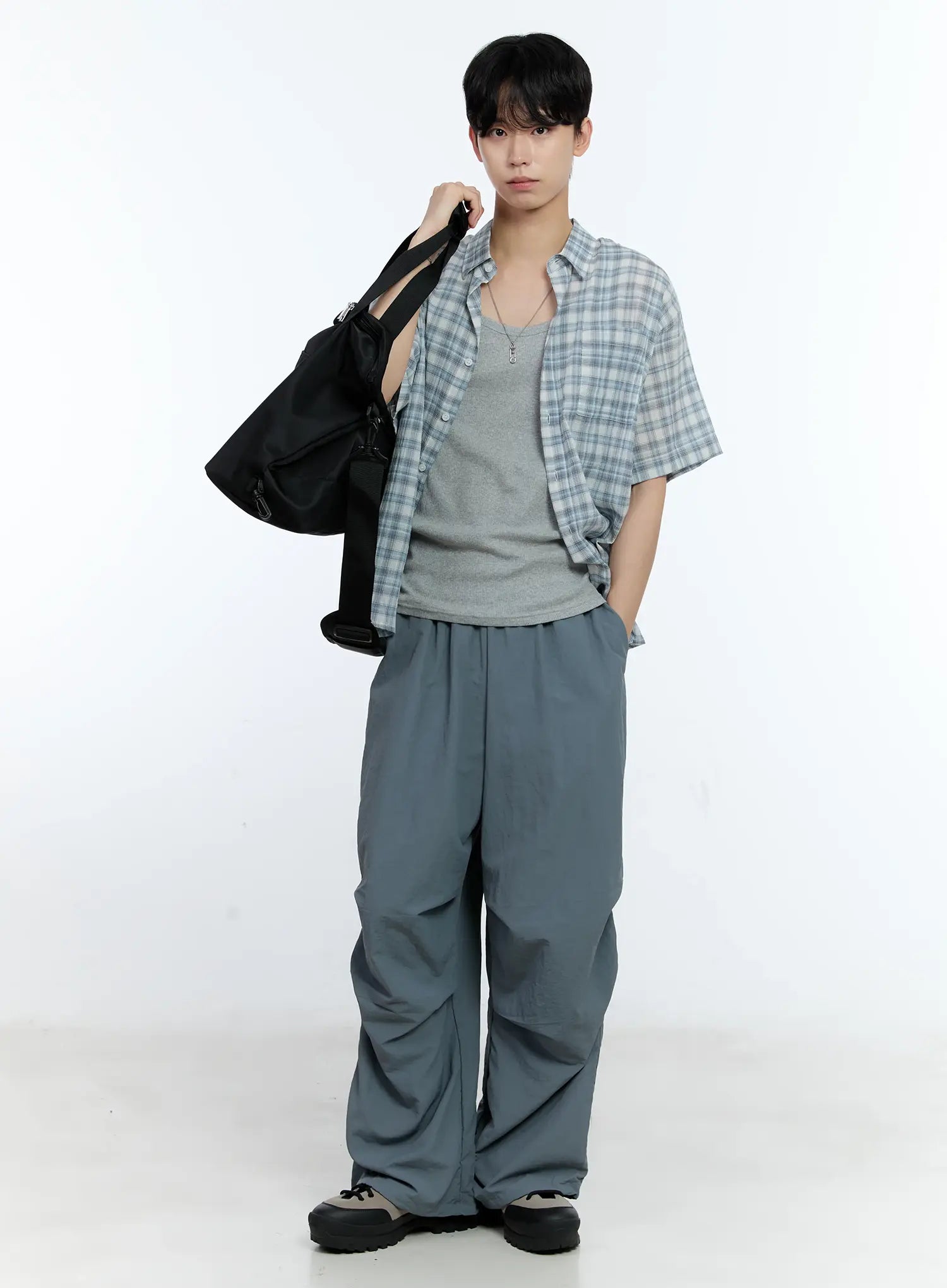 Men's Checkered Button-Up Shirt IG501