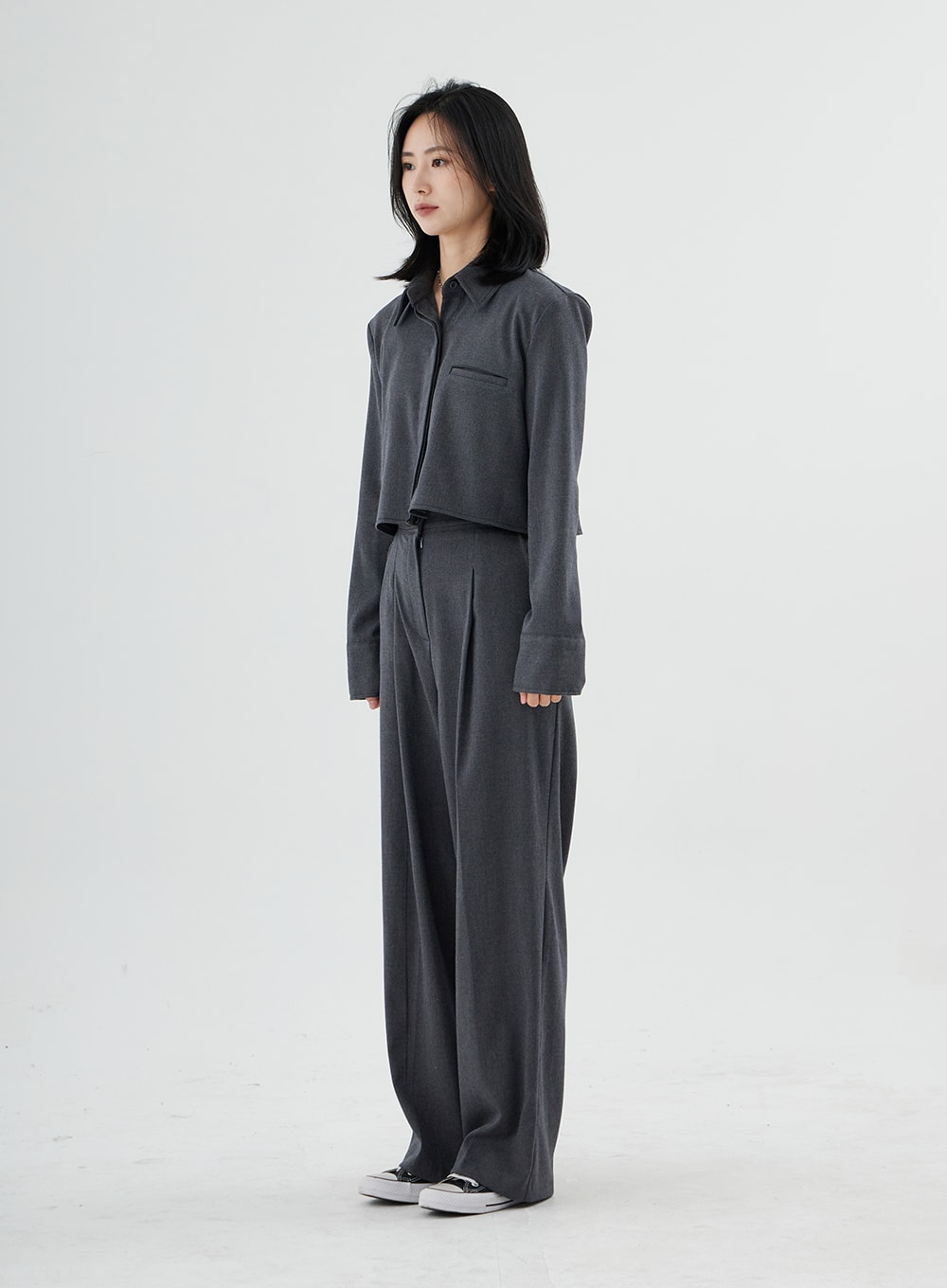 Hidden Button Crop Shirt ON11