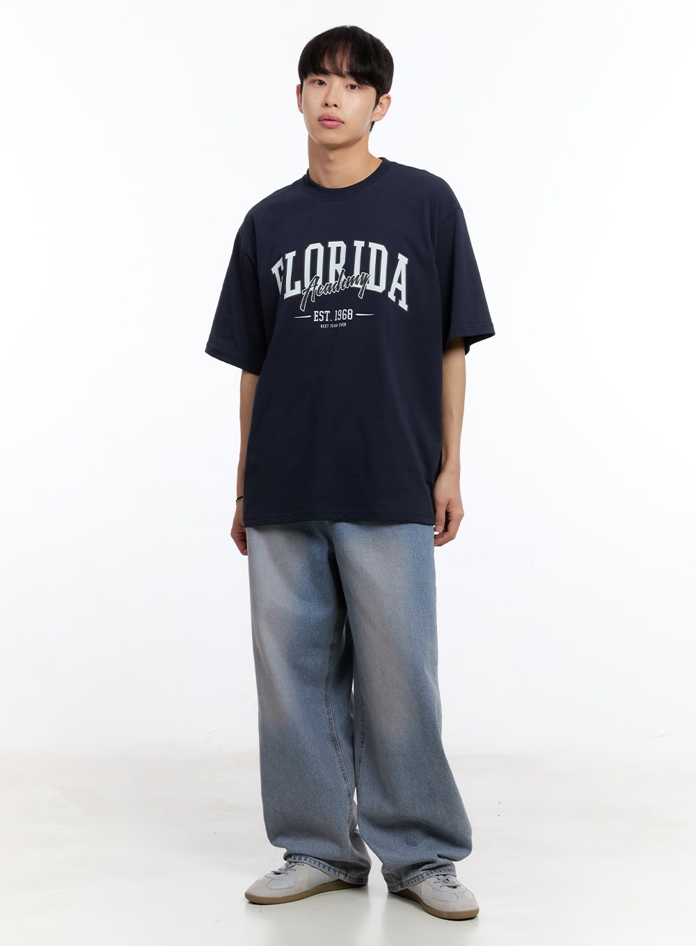 Men's Purple Washed Wide-Leg Jeans IY530