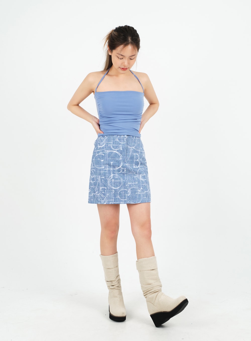 Halterneck Shirred Top with Padding CM9