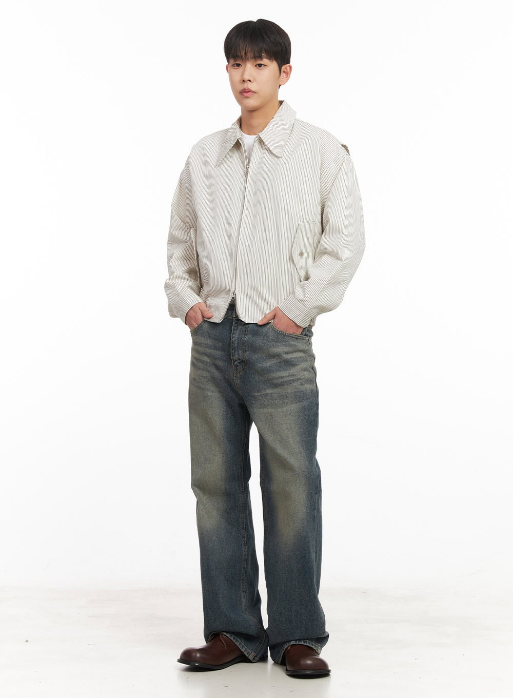 Men's Cotton Striped Zip-Up Jacket IM517