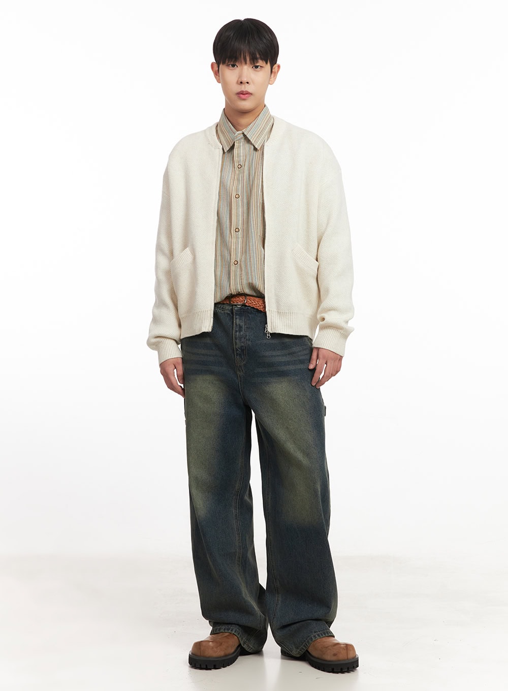 Men's Oversize Stripe Collared Shirt IM527