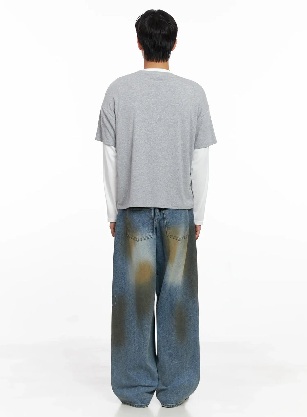 Men's Layered Semi-Crop T-Shirt IO516