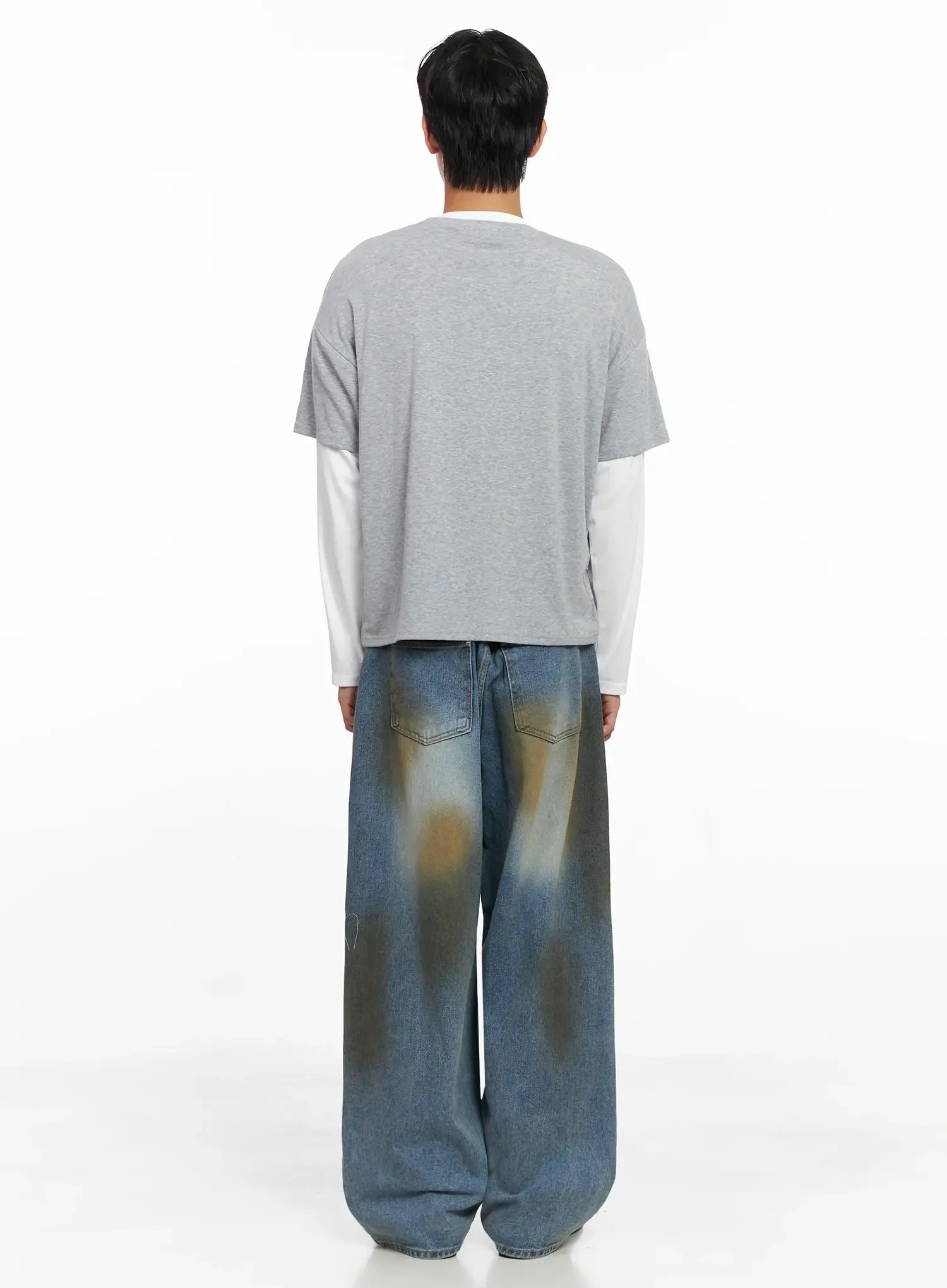 Men's Layered Semi-Crop T-Shirt IO516