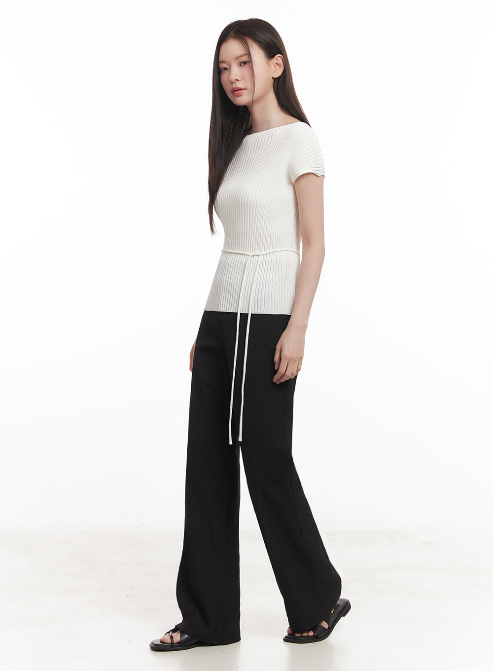 Ribbed String Knit Top IY508