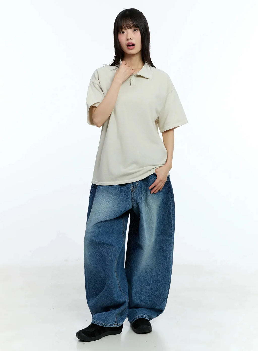 Oversized Short-Sleeve Polo Shirt IU523