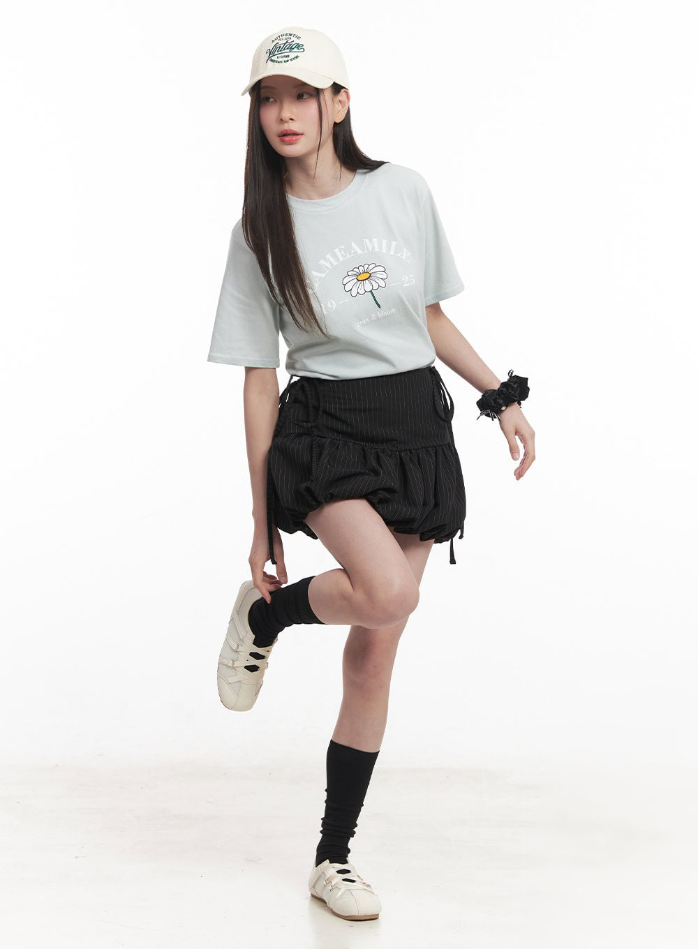 Ribbon Stripe Pumpkin Mini Skirt IY509