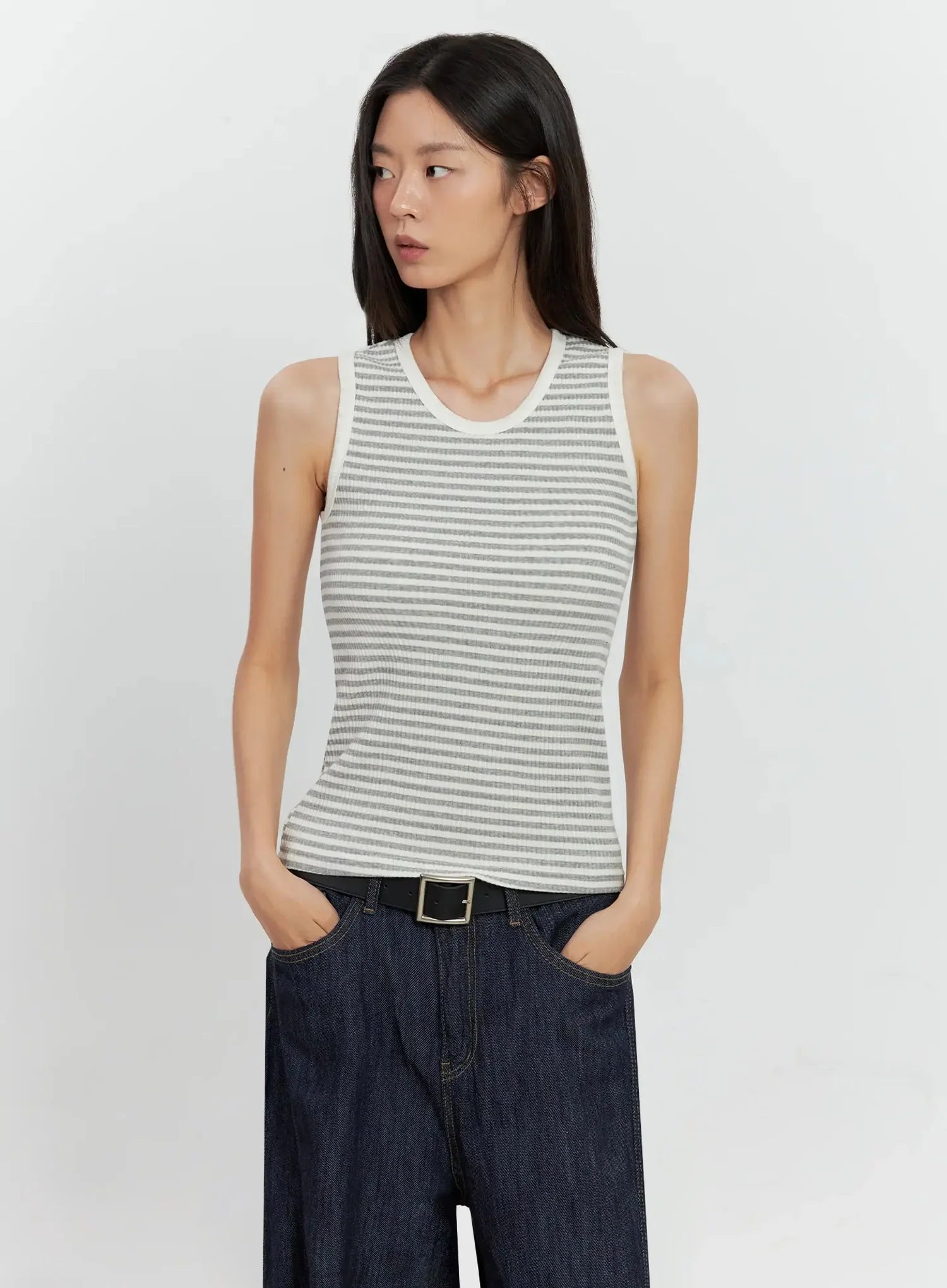 Striped Knit Tank Top IL528