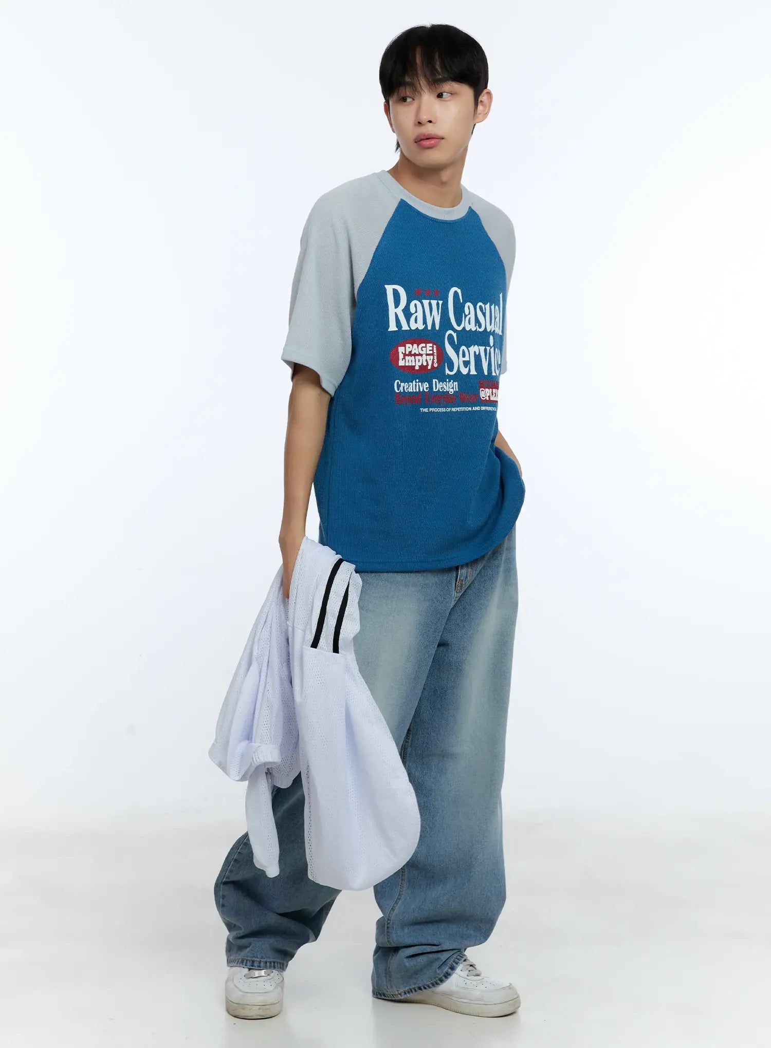 Men's Casual Wide Leg Washed Jeans IG519