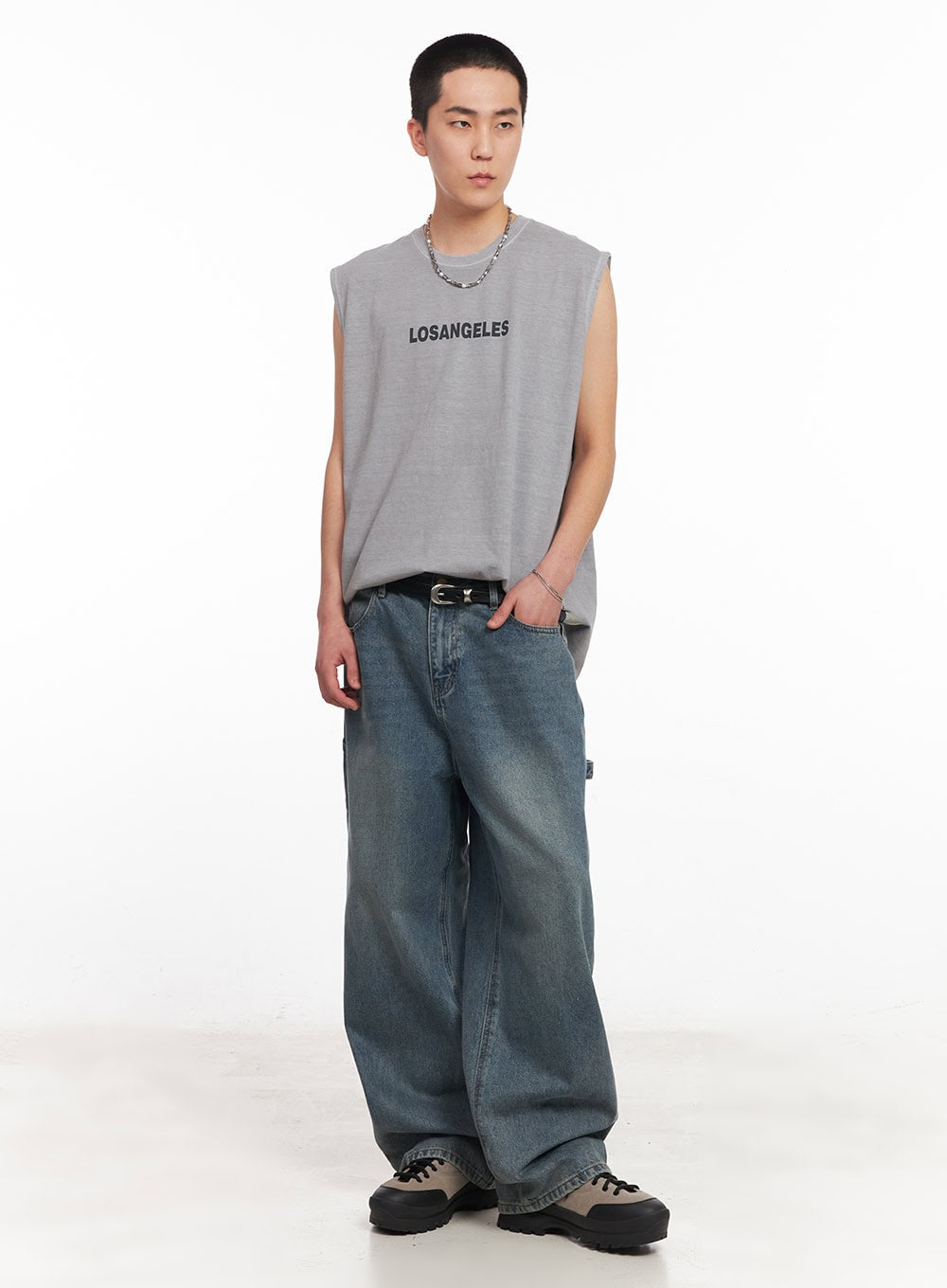 Men's Los Angeles Graphic Loose-Fit Sleeveless Shirt IY506