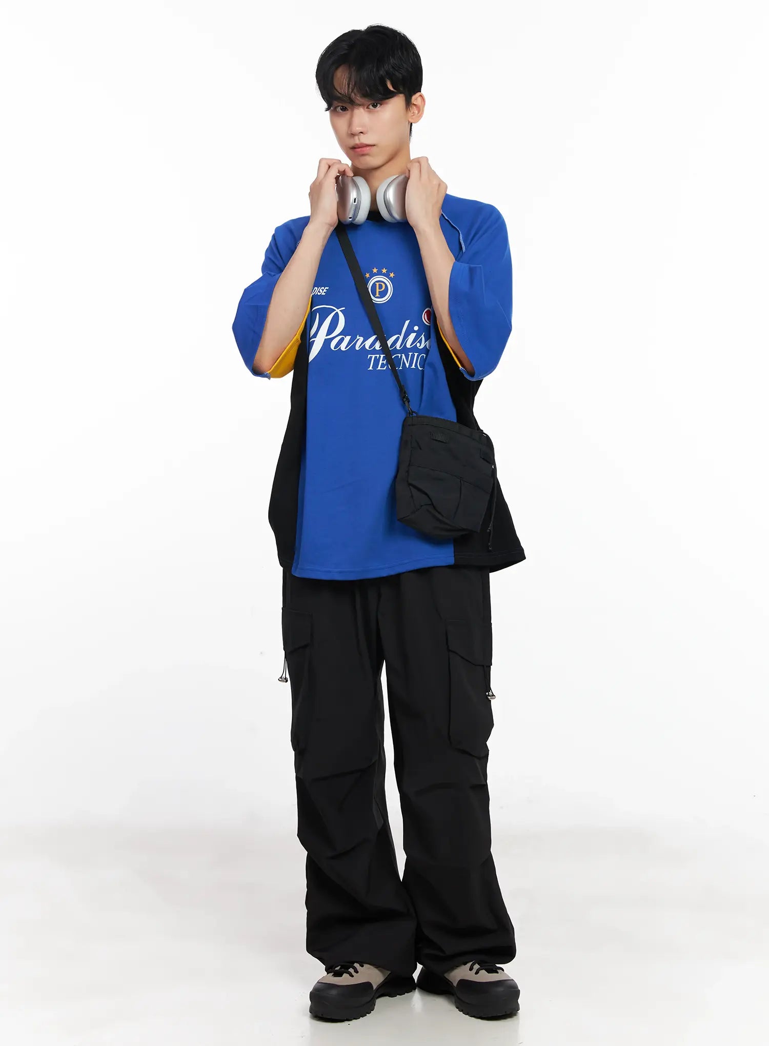 Men's Parachute Wide-Leg Cargo Pants IL504