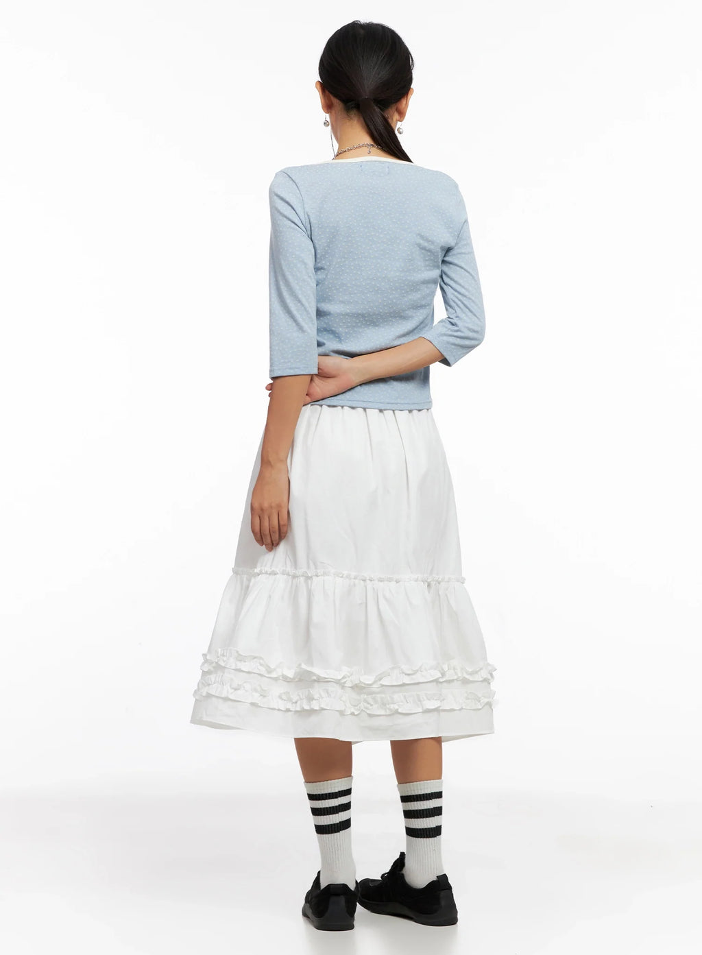 Ruffle Layered Midi Skirt IG527